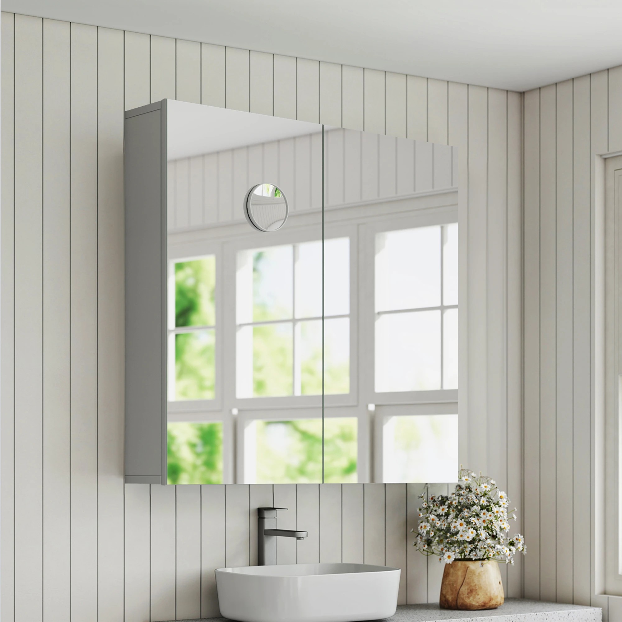 8 Levede Bathroom Mirror Wall Mounted Vanity Mirror Cabinet Wall Storage 75x72cm, 8 of 9