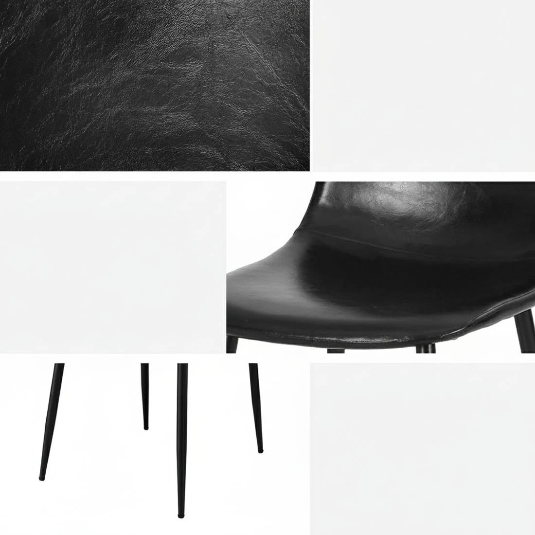 6 Artiss 4x Dining Chairs Retro PU Leather Kitchen Lounge Cafe Accent Chair - Black, 6 of 6