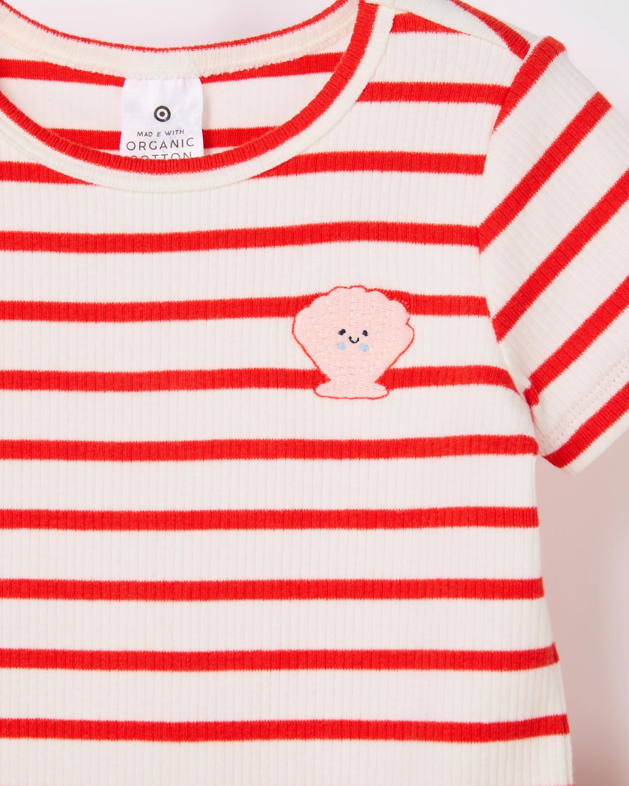 2 Target Organic Cotton Baby Bodysuit And Shorts 2 Piece Set RED STRIPE, 2 of 3