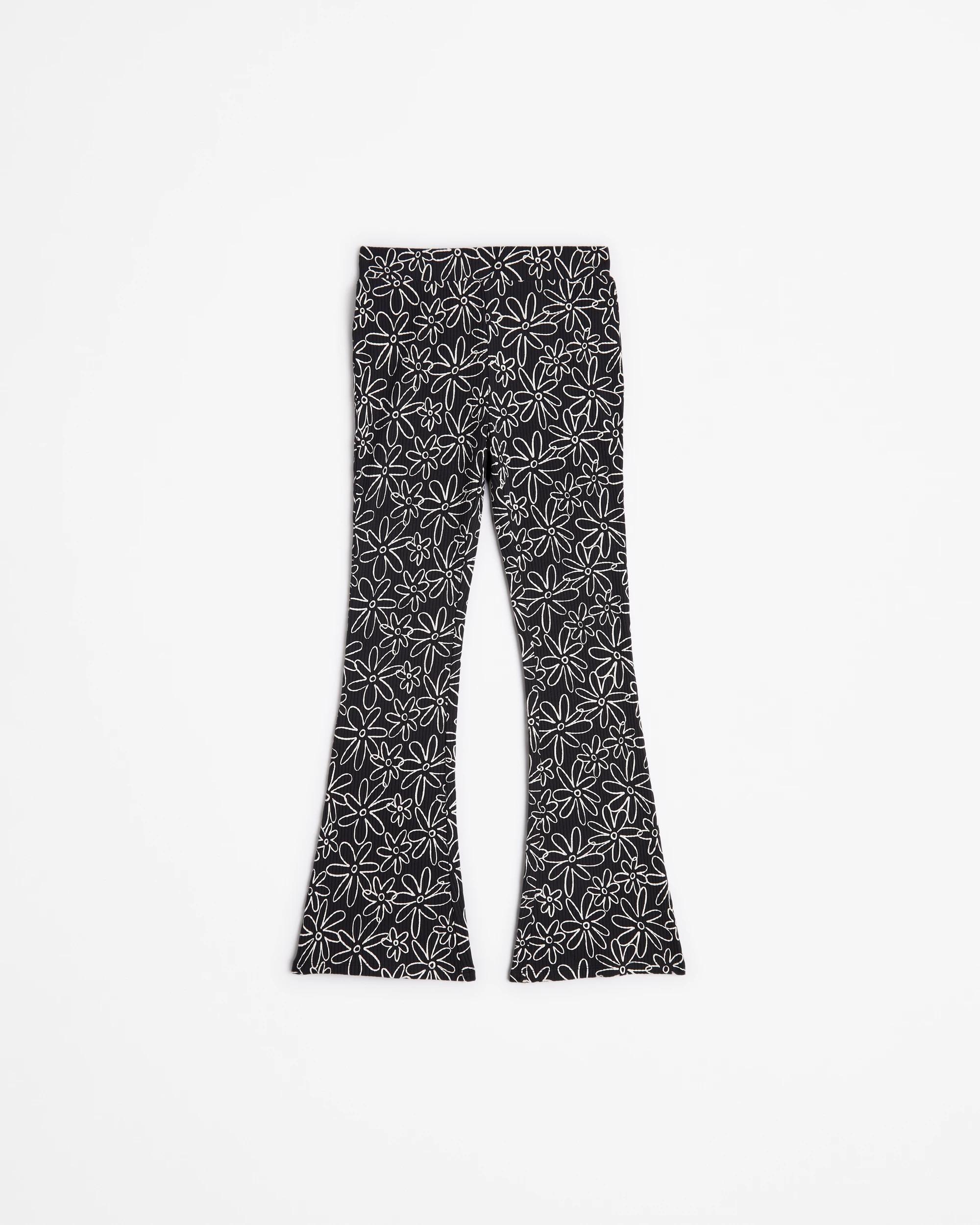 4 Target Youth Australian Cotton Rib Flare Leggings BLACK FLOWER, 4 of 5
