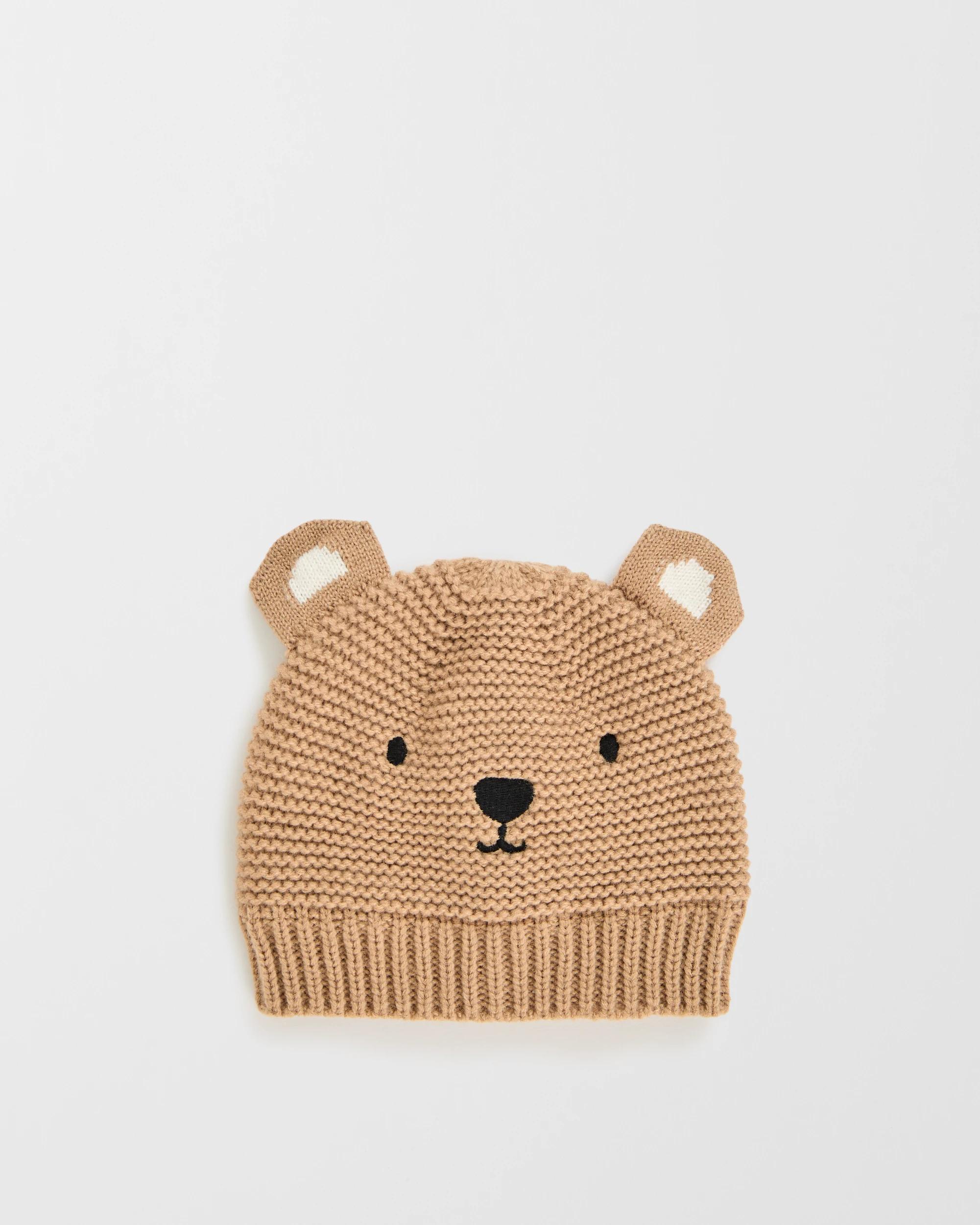 1 Target Baby Embroidered Bear Beanie TAUPE, 1 of 2