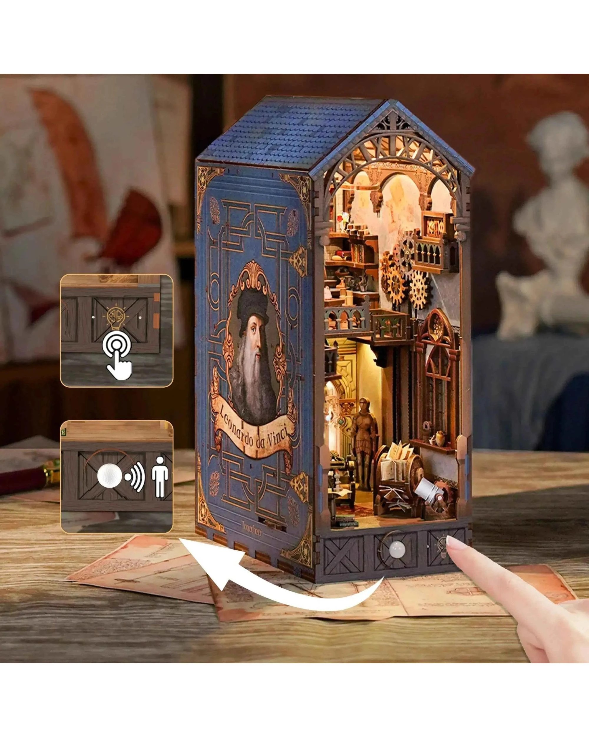 5 Tonecheer 3D Wooden Puzzle DIY Book Nook Kit - Leonardo da Vinci, 5 of 5