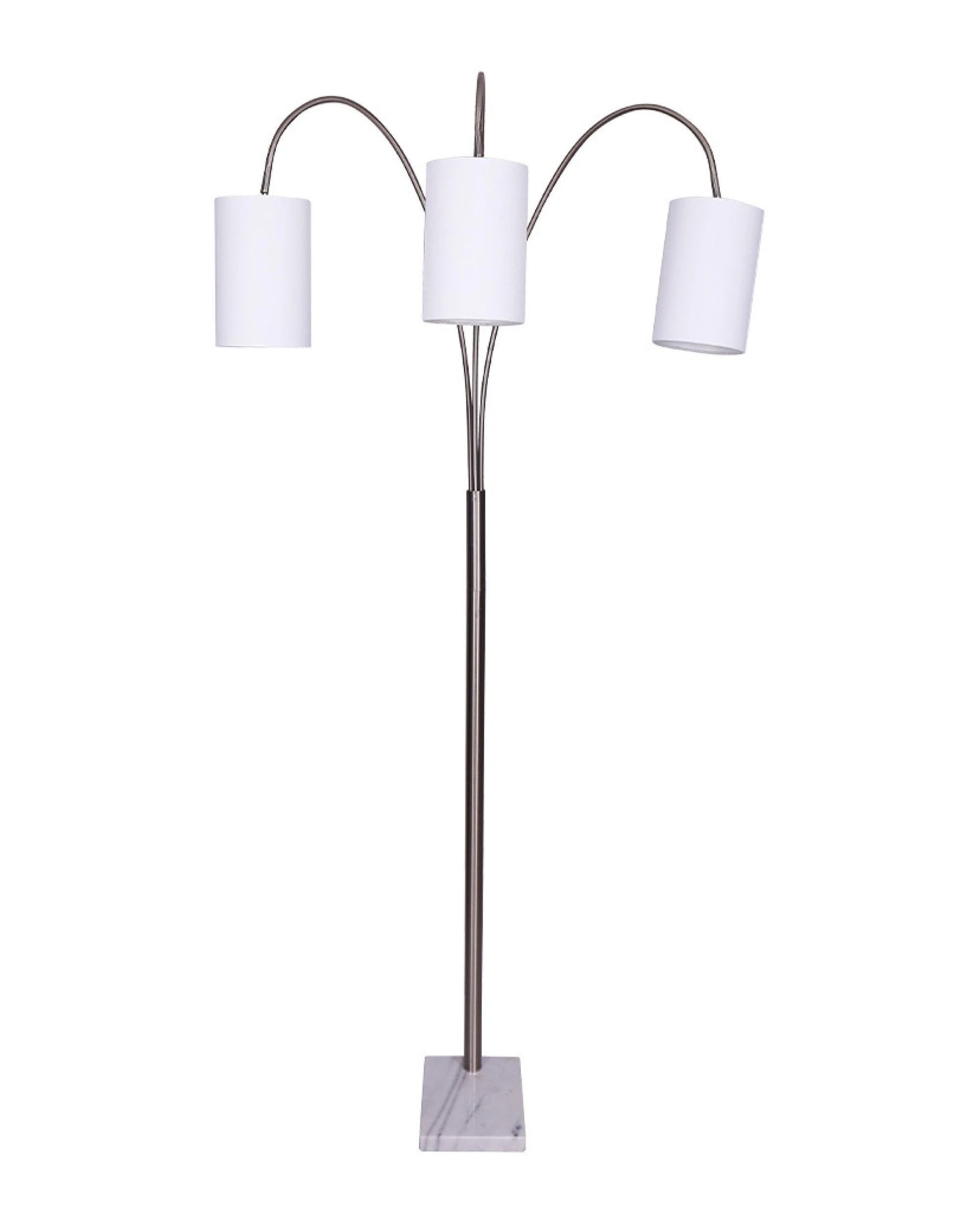 1 Sarantino 3-Light Metal Arc Floor Lamp - Nickel and Marble Finish, 1 of 10