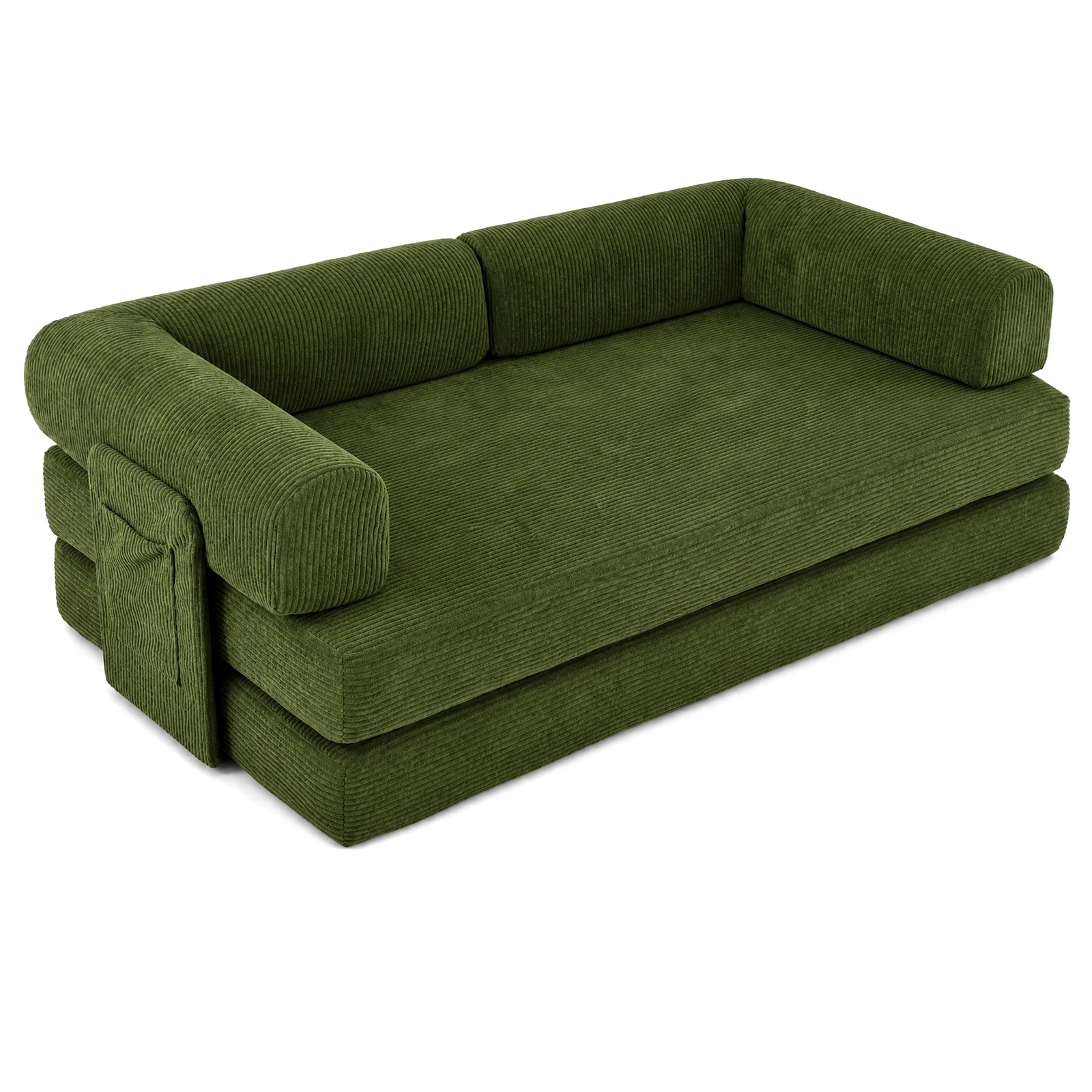 1 Advwin Folding Sofa Bed 5 in 1 Convertible Floor Loveseat Couch with L Shaped Armrests and Pockets - Green, 1 of 2
