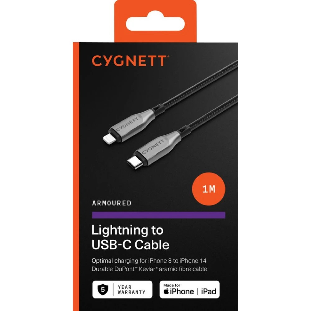 2 Cygnett Armoured Lightning to USB-C Cable 1m Black, 2 of 2
