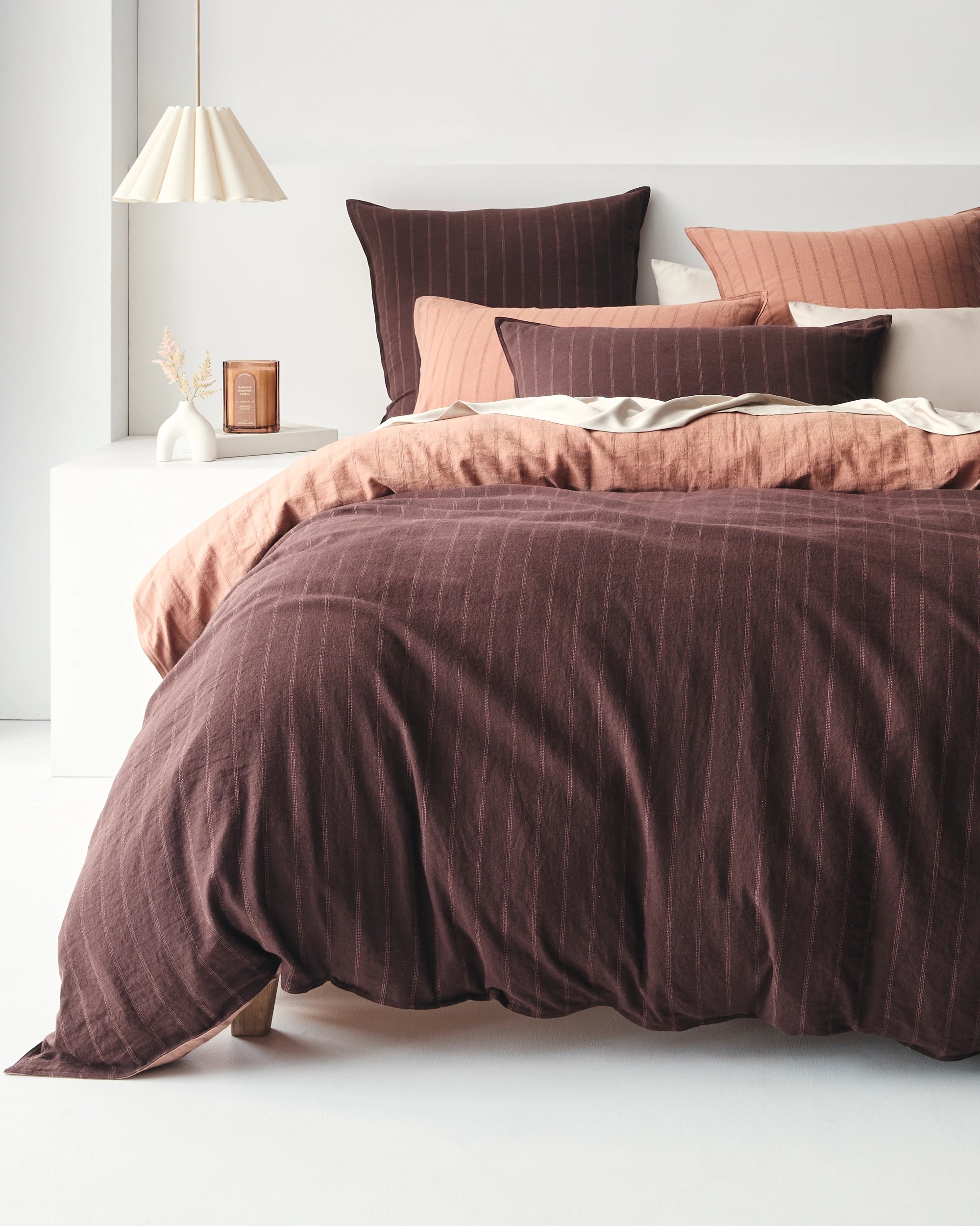 1 Target Adelle Stripe Linen/Cotton Quilt Cover Set - Queen Bed - Brown, 1 of 9