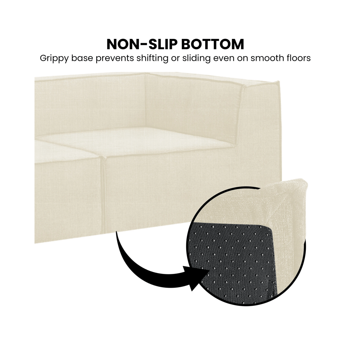 8 Sarantino Novi 3-Seater Modular Sofa with Ottoman in Cream Non-Slip Bottom Lounge, 8 of 10