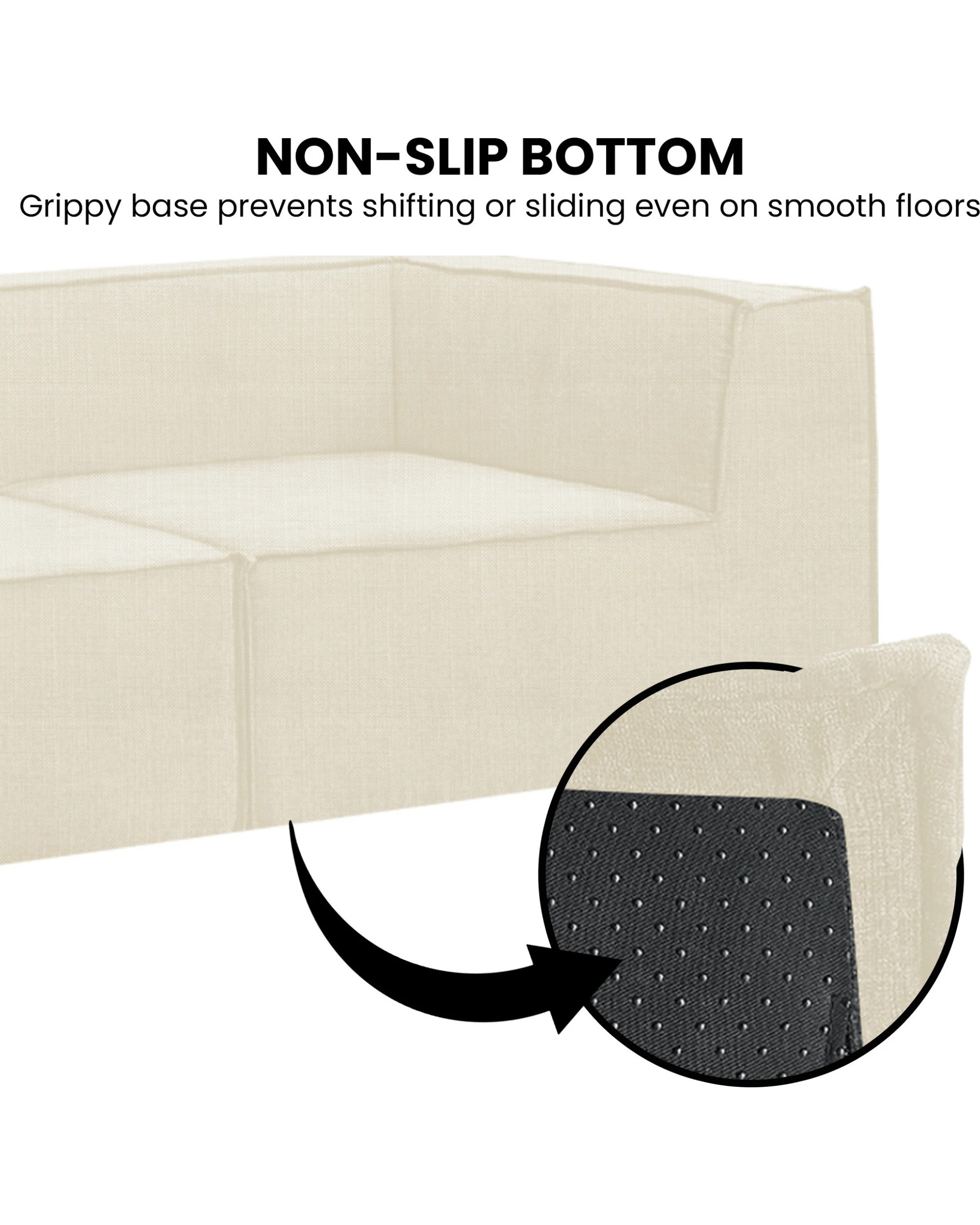 8 Sarantino Novi 3-Seater Modular Sofa with Ottoman in Cream Non-Slip Bottom Lounge, 8 of 10