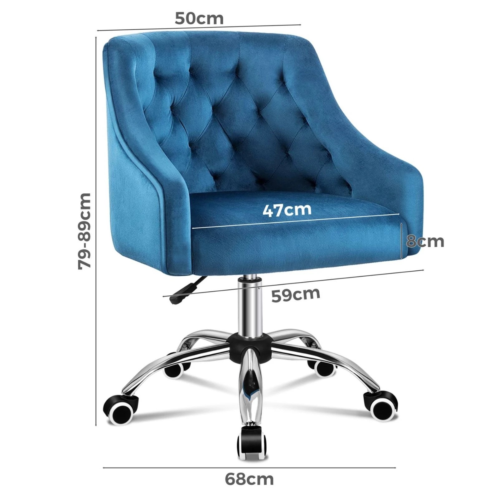 9 Alfordson Velvet Office Chair Fabric Swivel Armchair Computer Adult Kids - Blue, 9 of 10