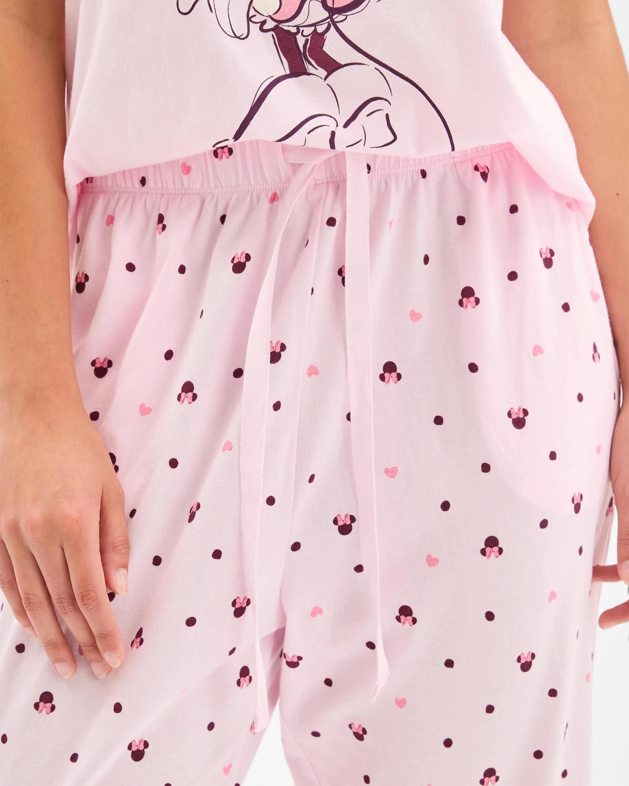 6 Australian Cotton Disney Minnie Mouse Crop Leg Pyjama Set PINK, 6 of 7