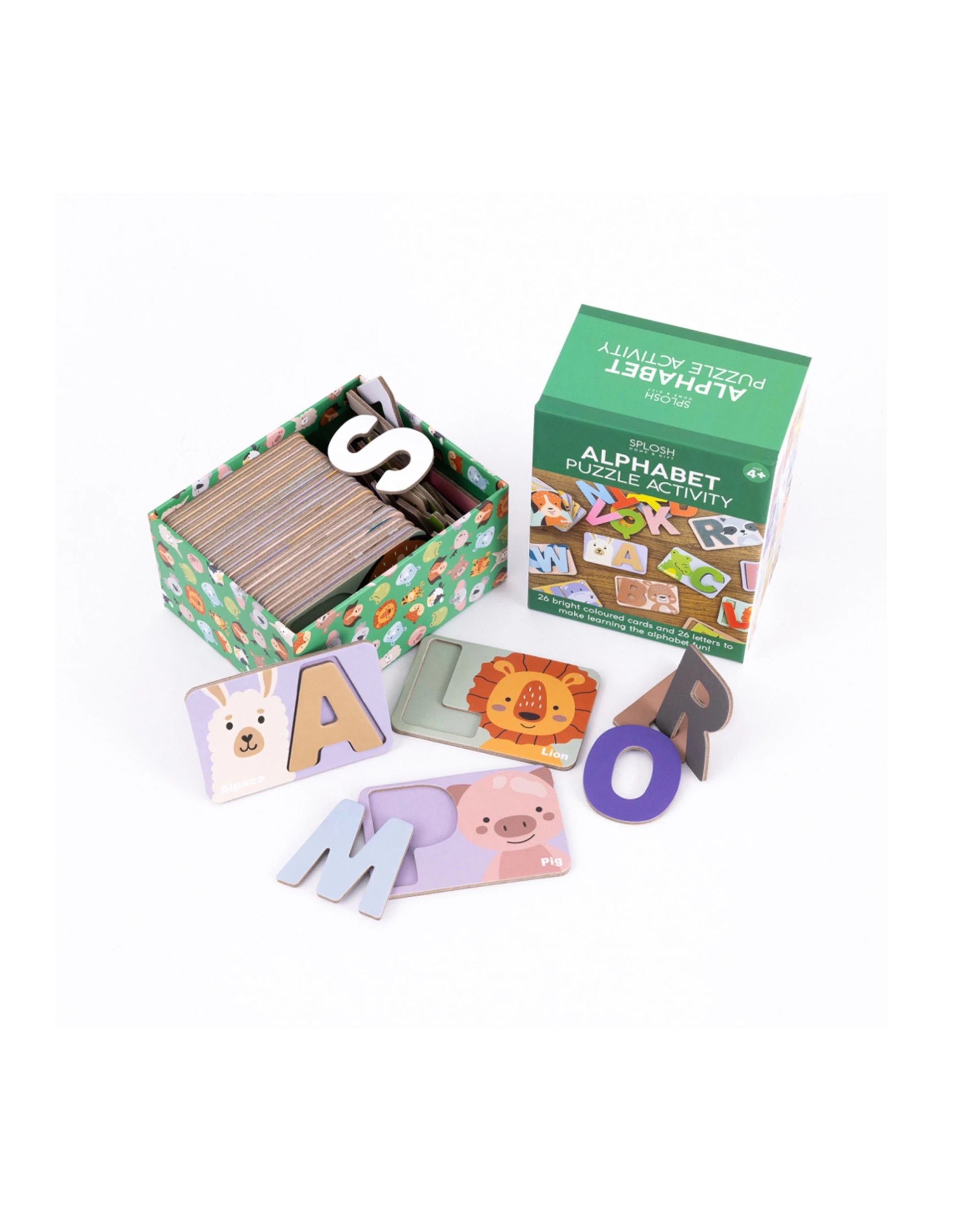 5 Splosh 2x 26pc Alphabet Puzzle Activity Learning Cards Kids Game - Green, 5 of 6