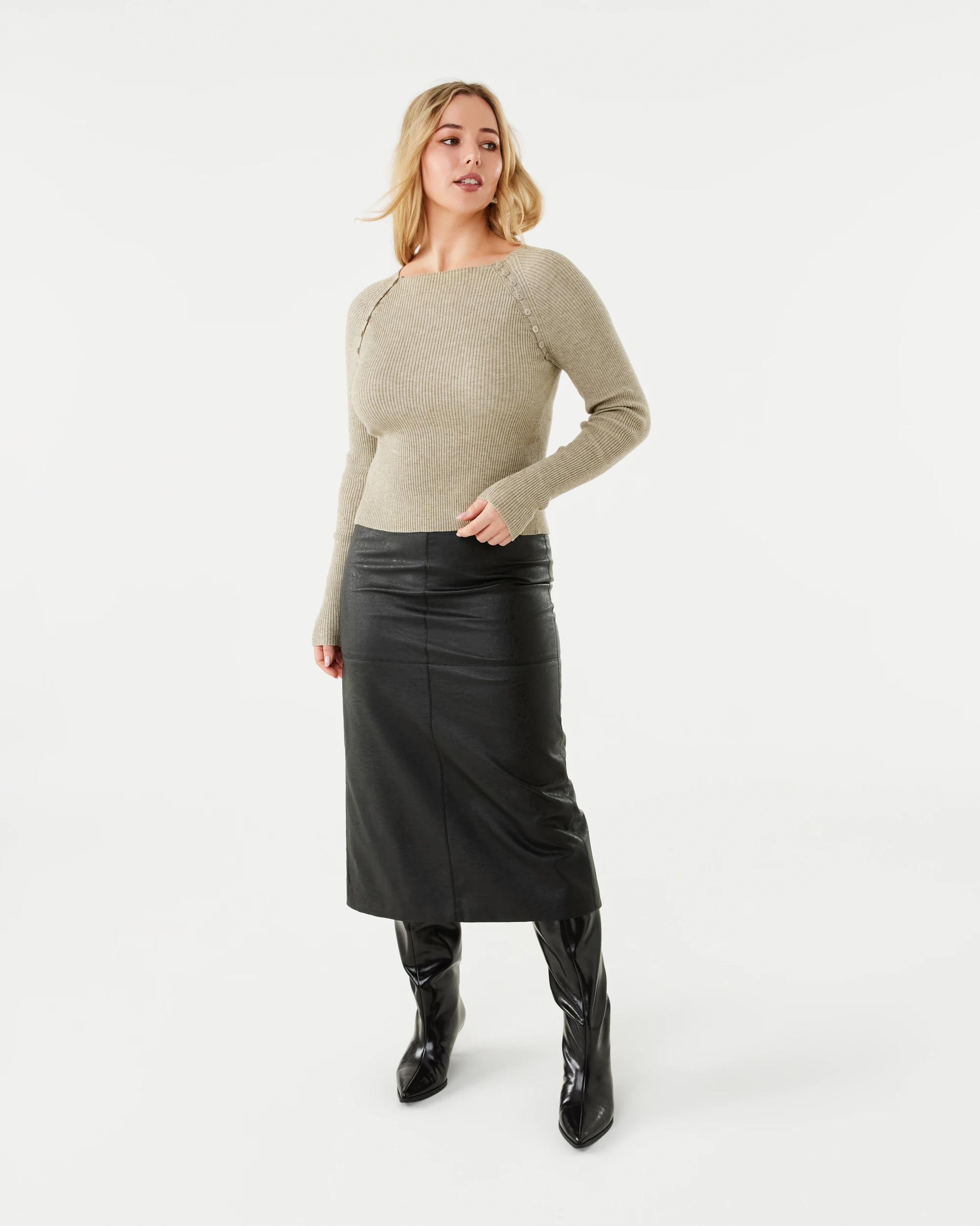 2 PU Pencil Skirt Black, 2 of 7