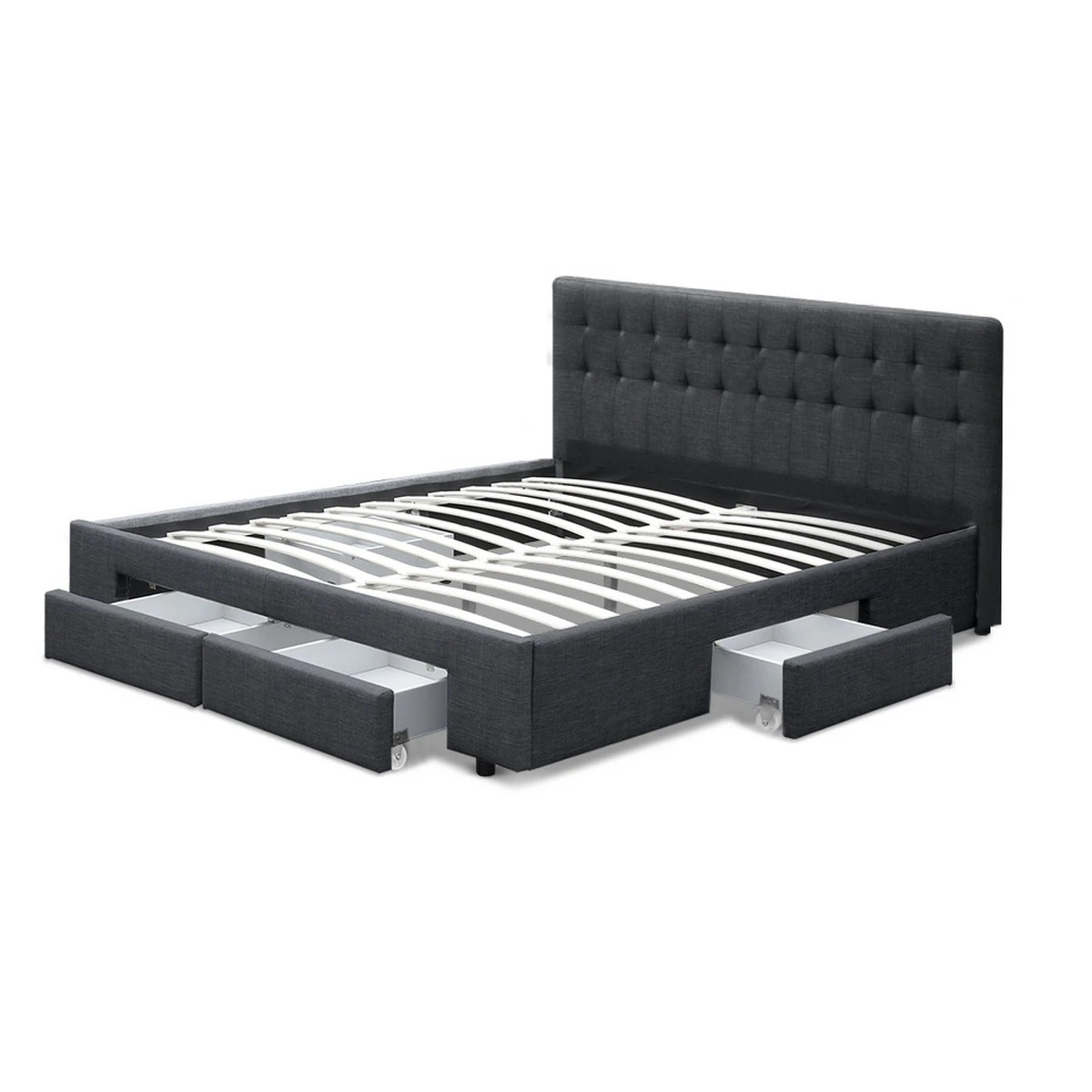 4 Artiss Bed Frame King Size With 4 Drawers
 - Grey, 4 of 9