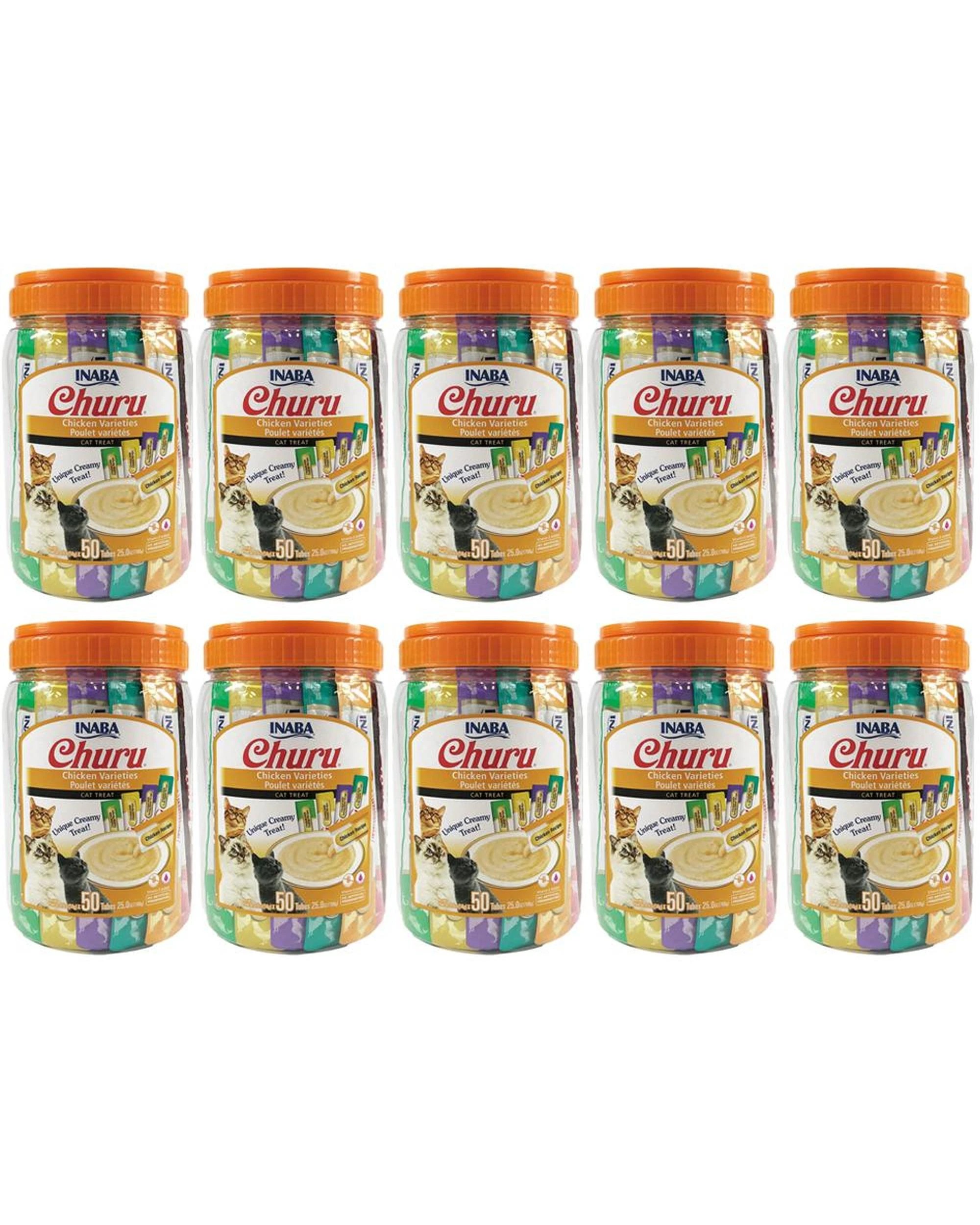1 10 x Inaba Churu Puree Chicken Varieties Cat Food Topper 50 x 14g, 1 of 2