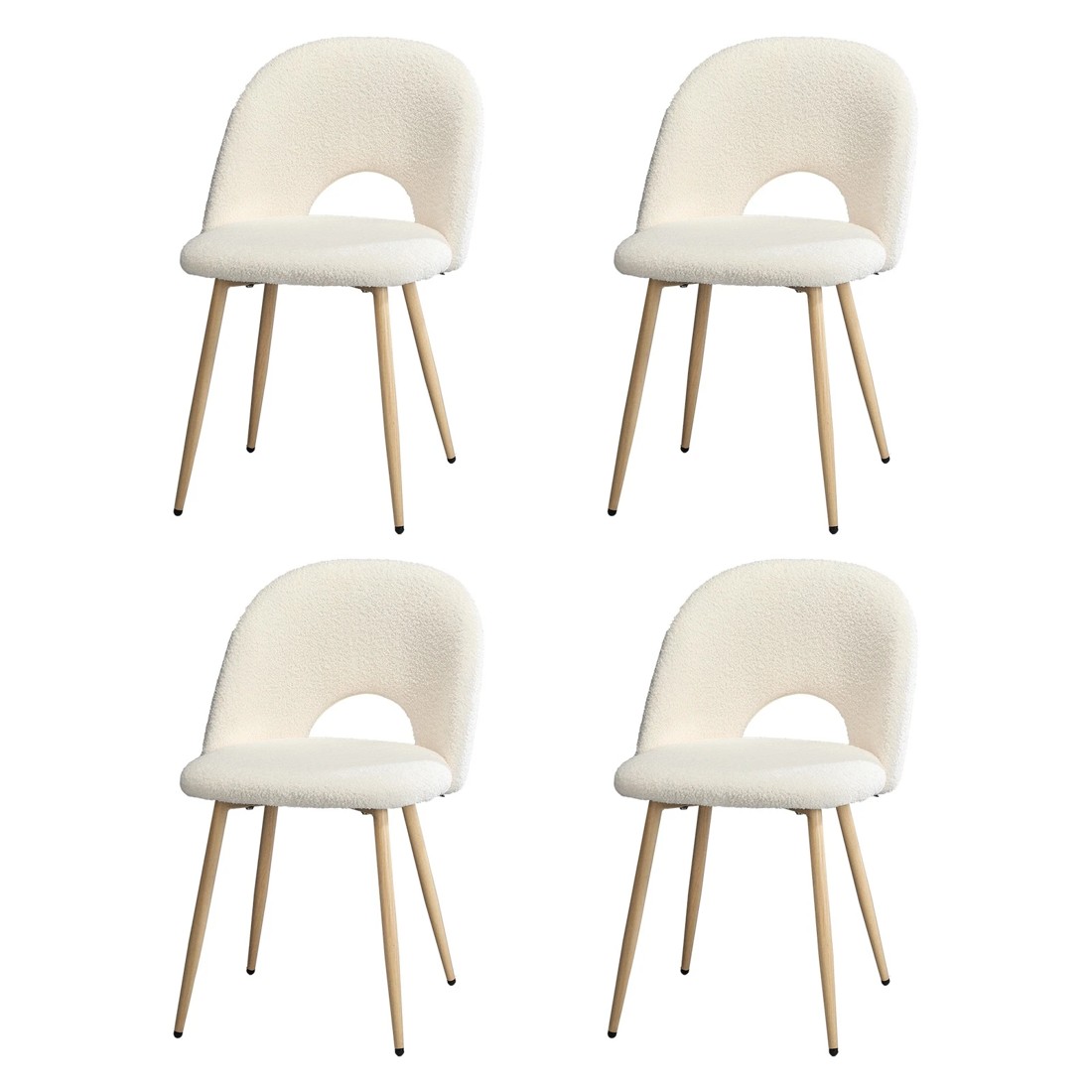1 Oikiture 4pcs Dining Chairs Sherpa Accent Chair Timber-look Legs
 - White, 1 of 10