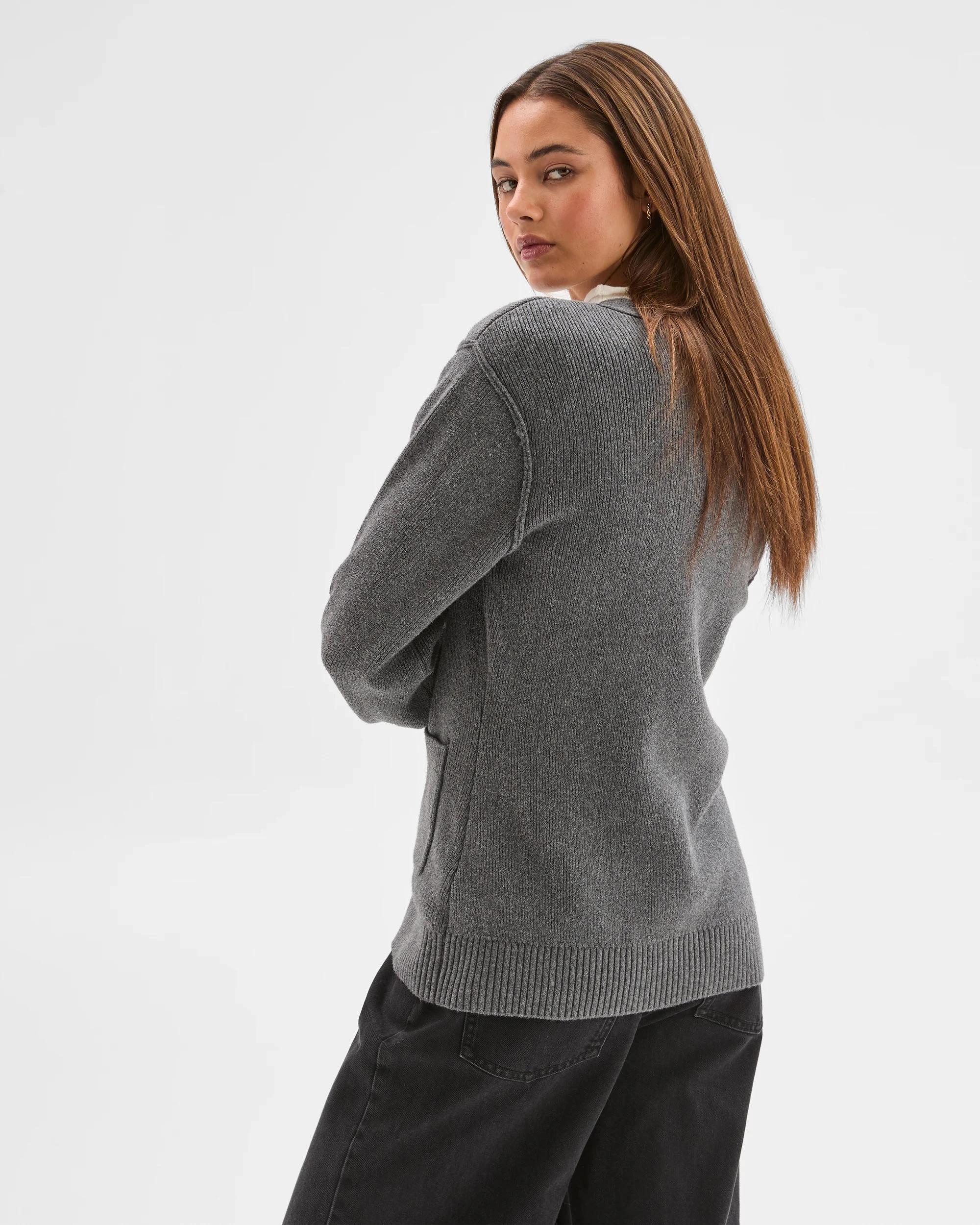 7 Lily Loves Australian Cotton Blend Longline Cardigan CHARCOAL, 7 of 8