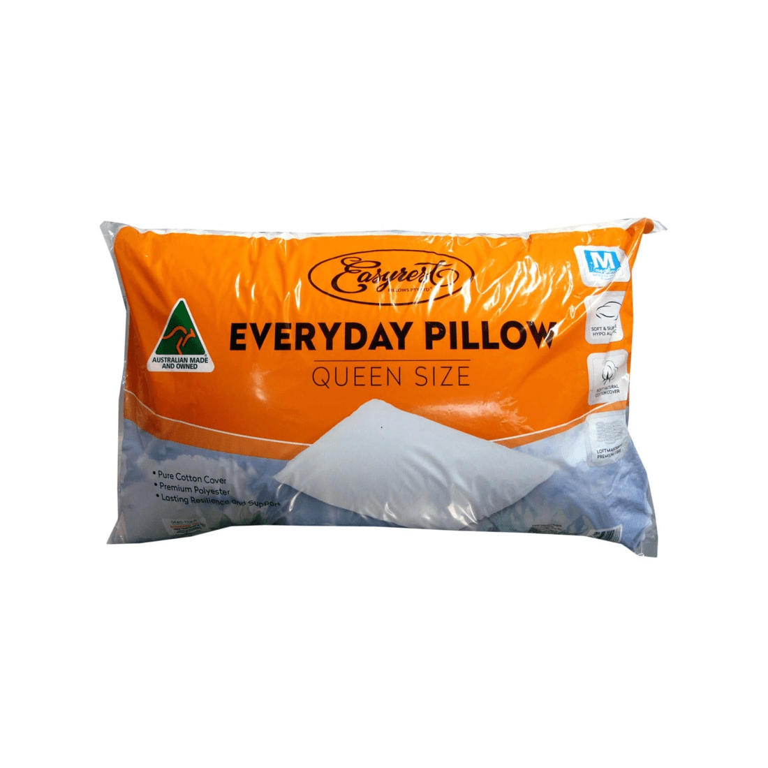 1 Easyrest Everyday Queen Pillow (48 x 73 cm) - 100% Cotton Cover, Hollow Polyester Fill
 - Queen Bed
 - white, 1 of 1