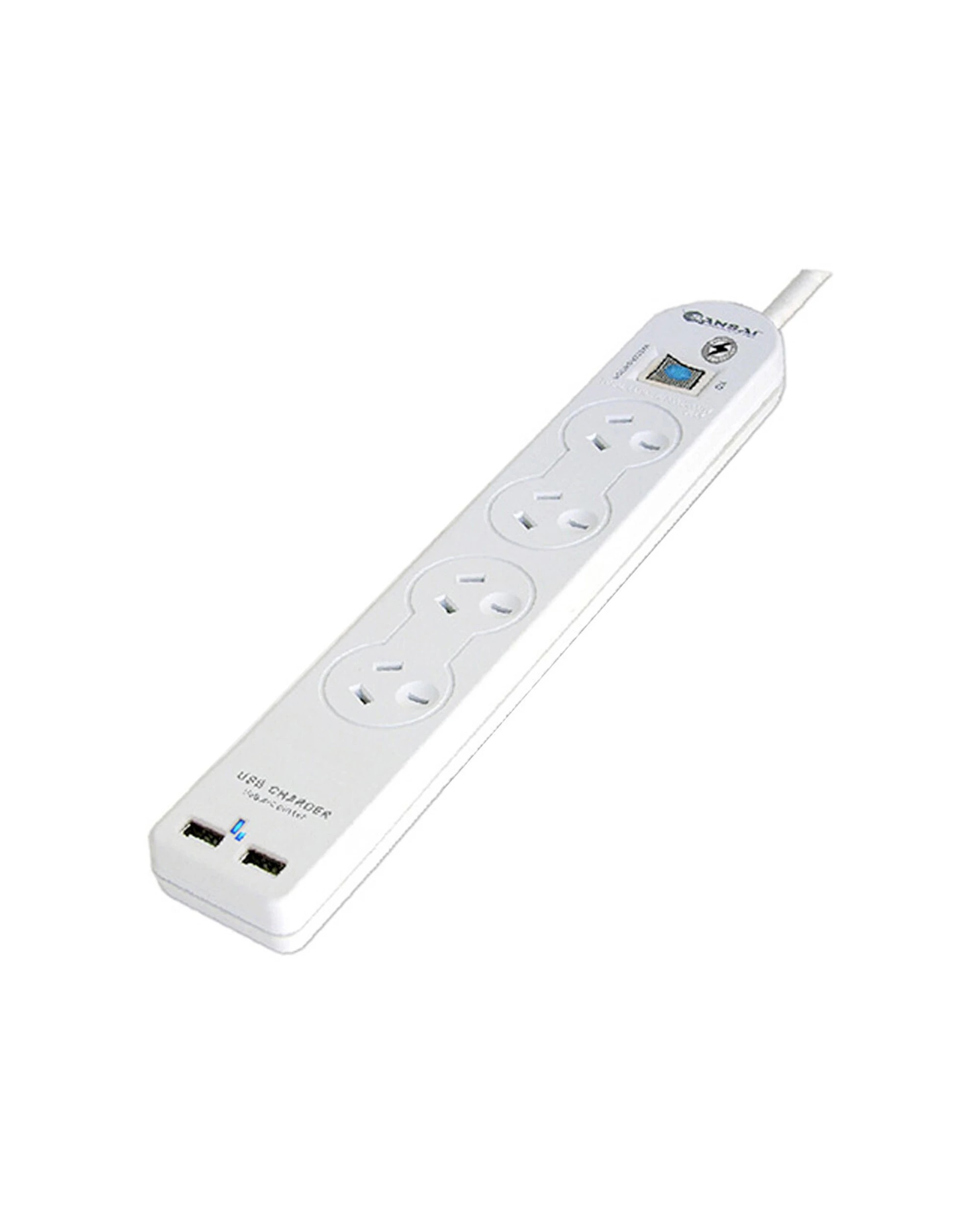 3 Sansai 4 Socket USB Powerboard Power Plug Adaptor With USB-A Ports - White, 3 of 3
