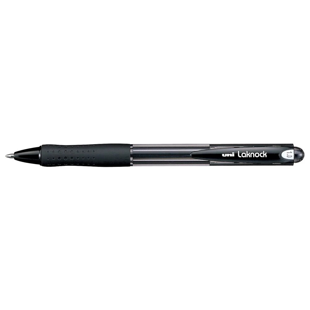 4 Uni Laknock Medium Retractable Ballpoint Pens Black 12 Pack, 4 of 4