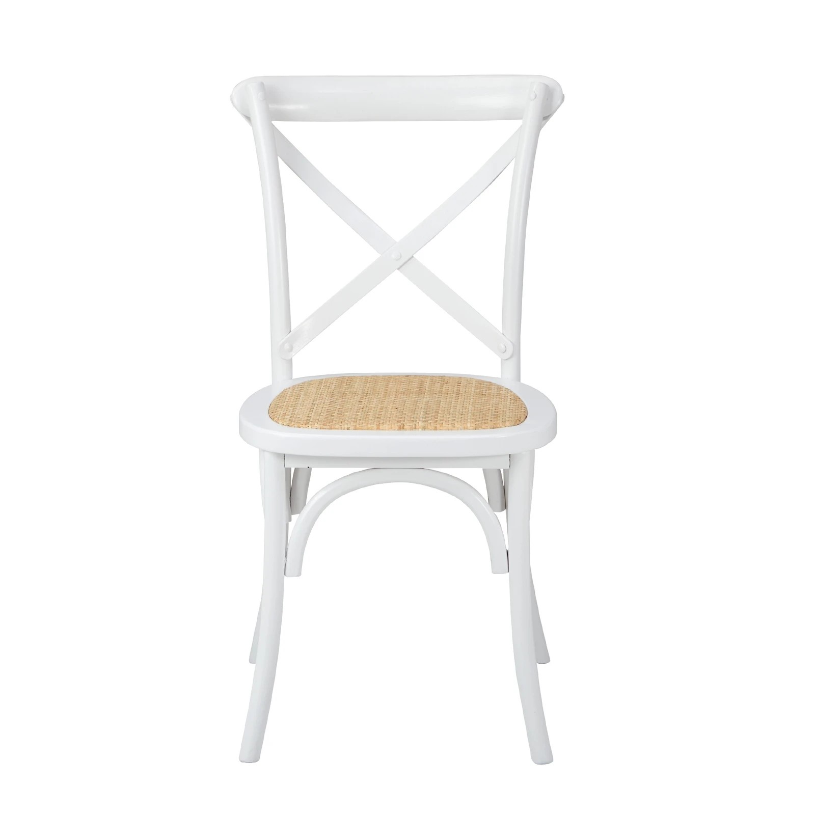 6 Oikiture 2pcs Crossback Dining Chair Solid Birch Timber Wood Ratan Seat
 - White, 6 of 10