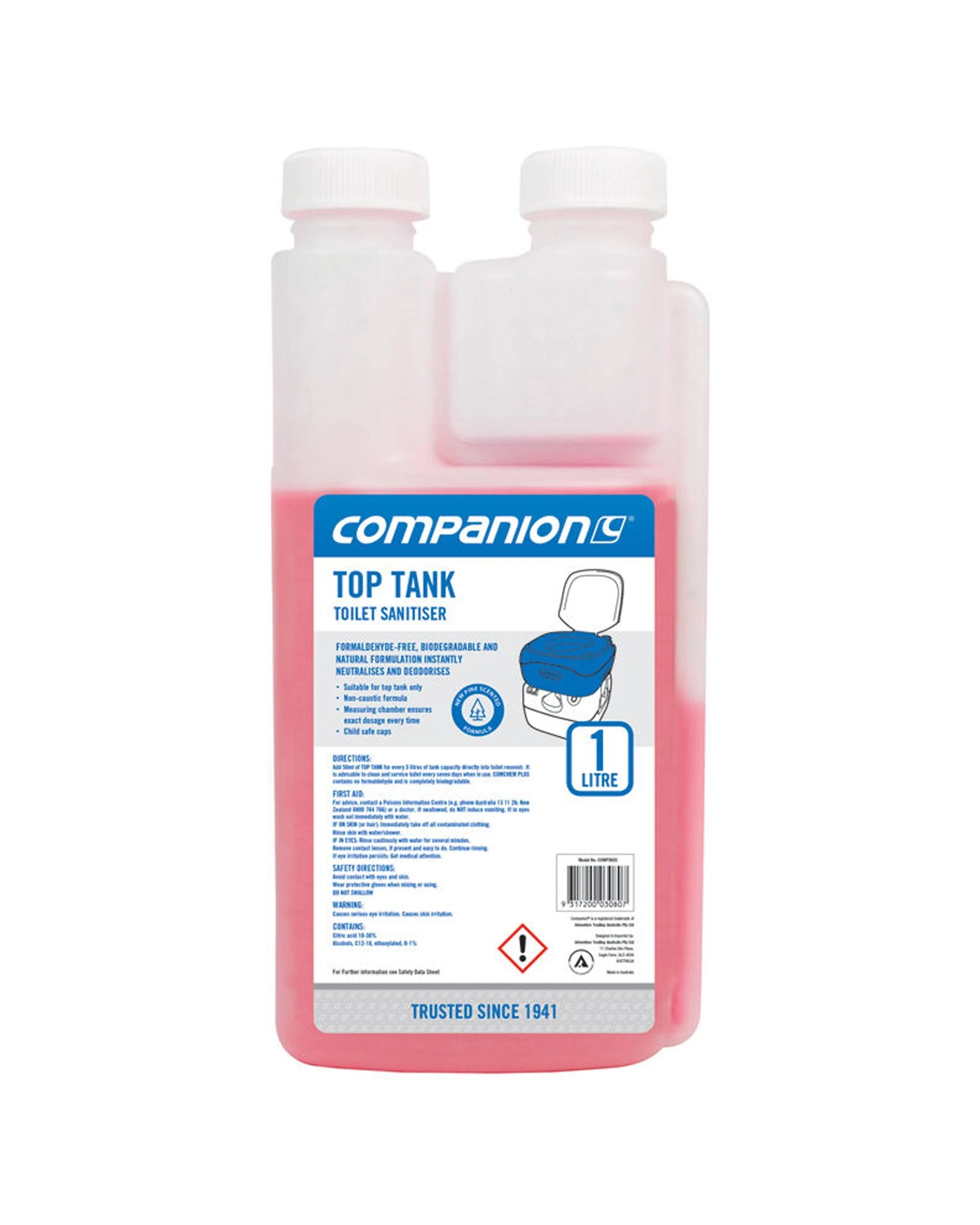 1 Companion Toilet Chemical Top Tank Toilet Sanitiser 1L Biodegradable Safe - Pink, 1 of 1