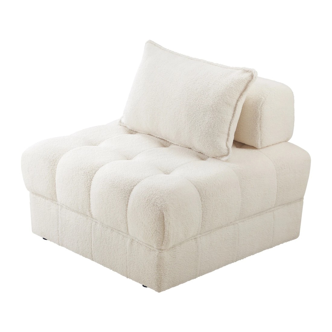 1 Oikiture 1 Seater Boucle Modular Sofa Lounge Chair Armless Tofu Back
 - White, 1 of 10