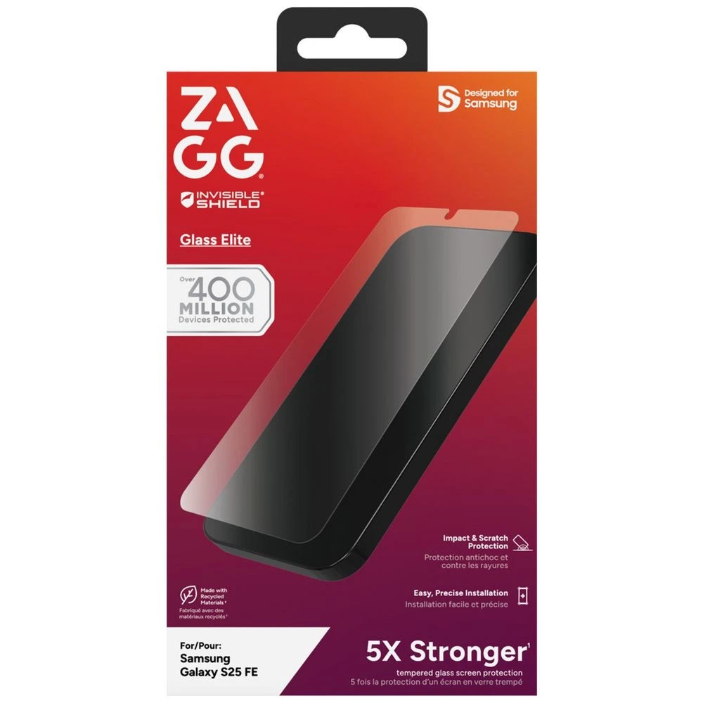 1 Zagg InviShield Glass Elite Screen Protector Galaxy S25FE, 1 of 3