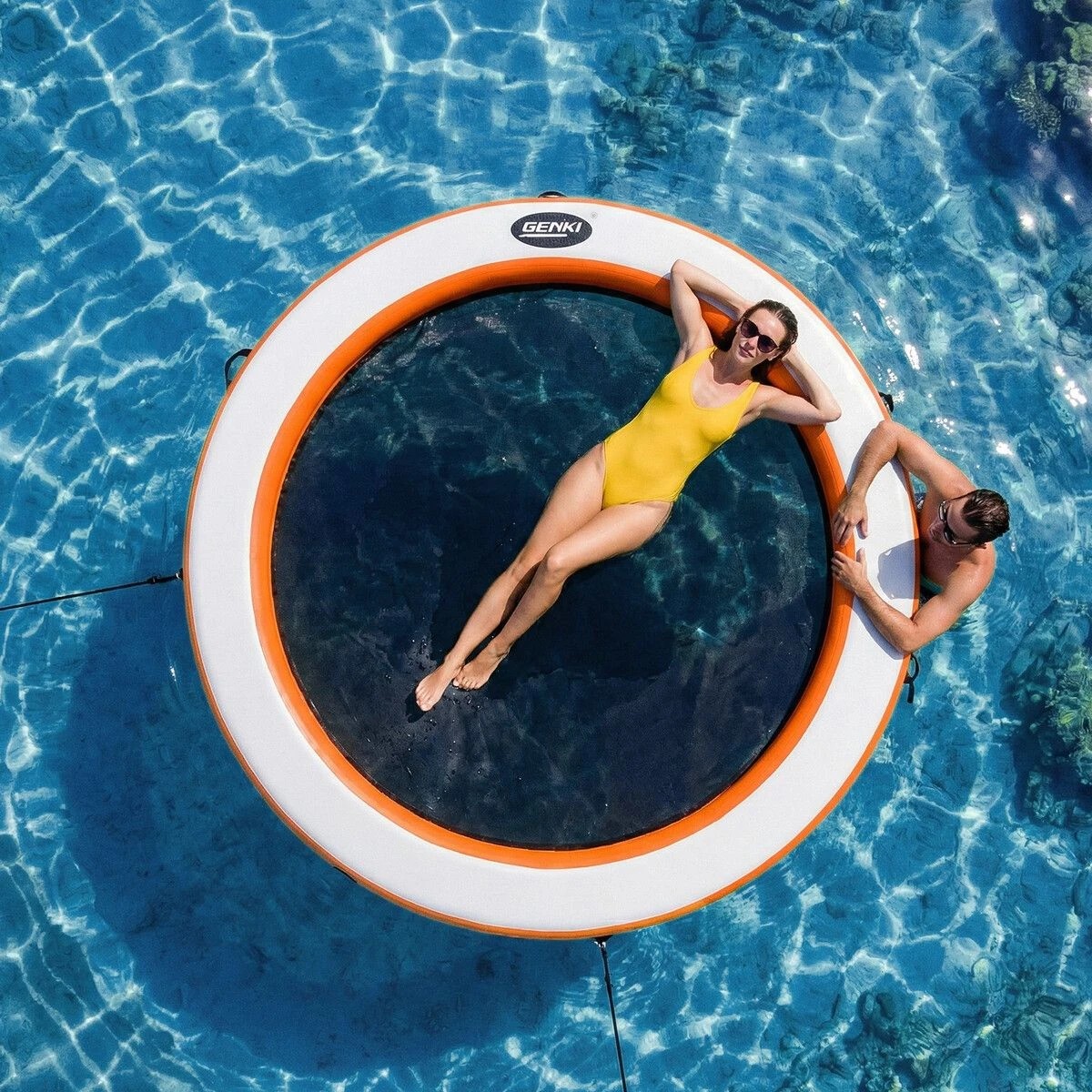 4 Genki Inflatable Pool Float Island Lounger Dock Water Hammock Ring, 4 of 7