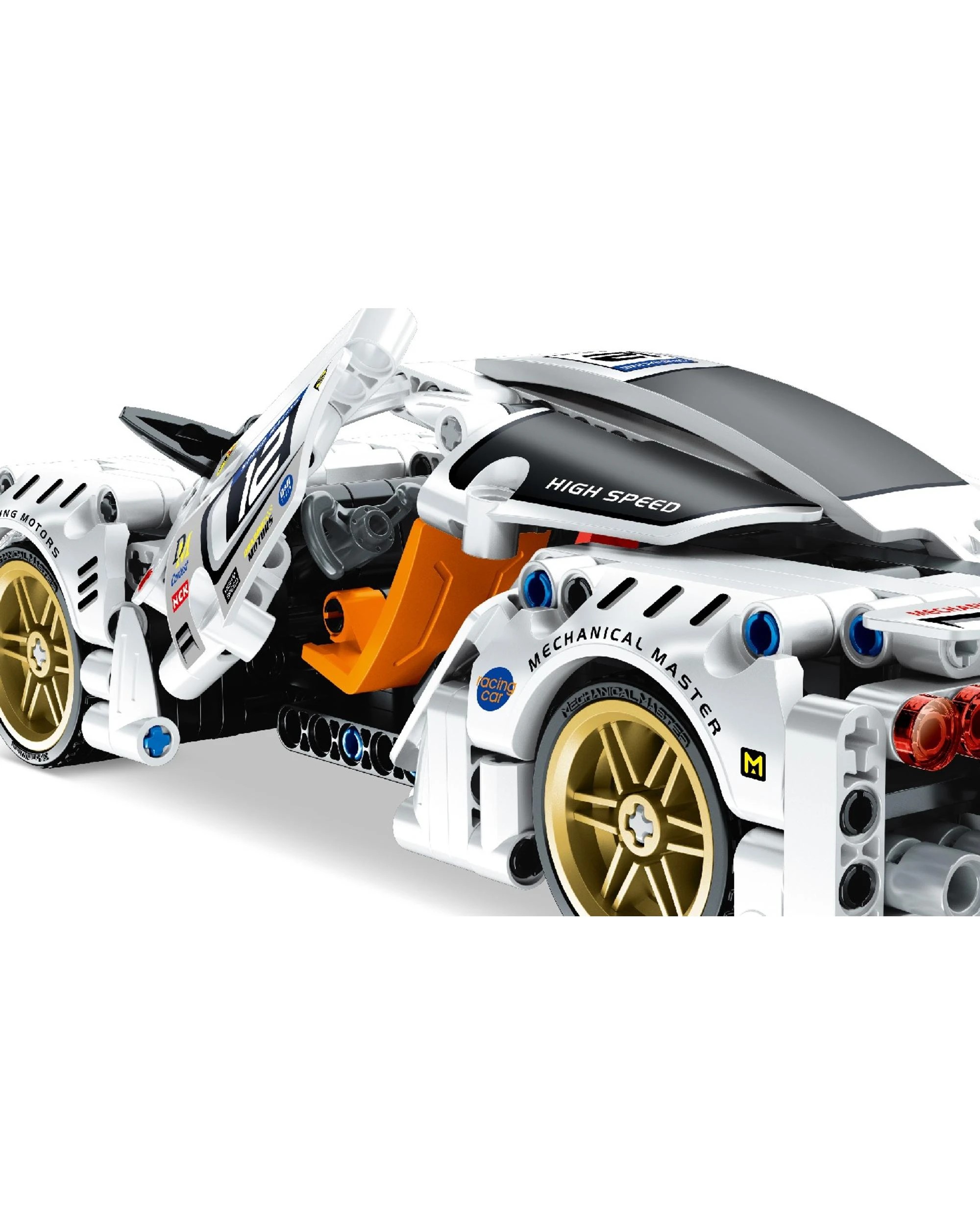 5 iM.Master Mechanical Master Pull Back Super Car White 437 Piece Model Kit - 5812 - White, 5 of 5