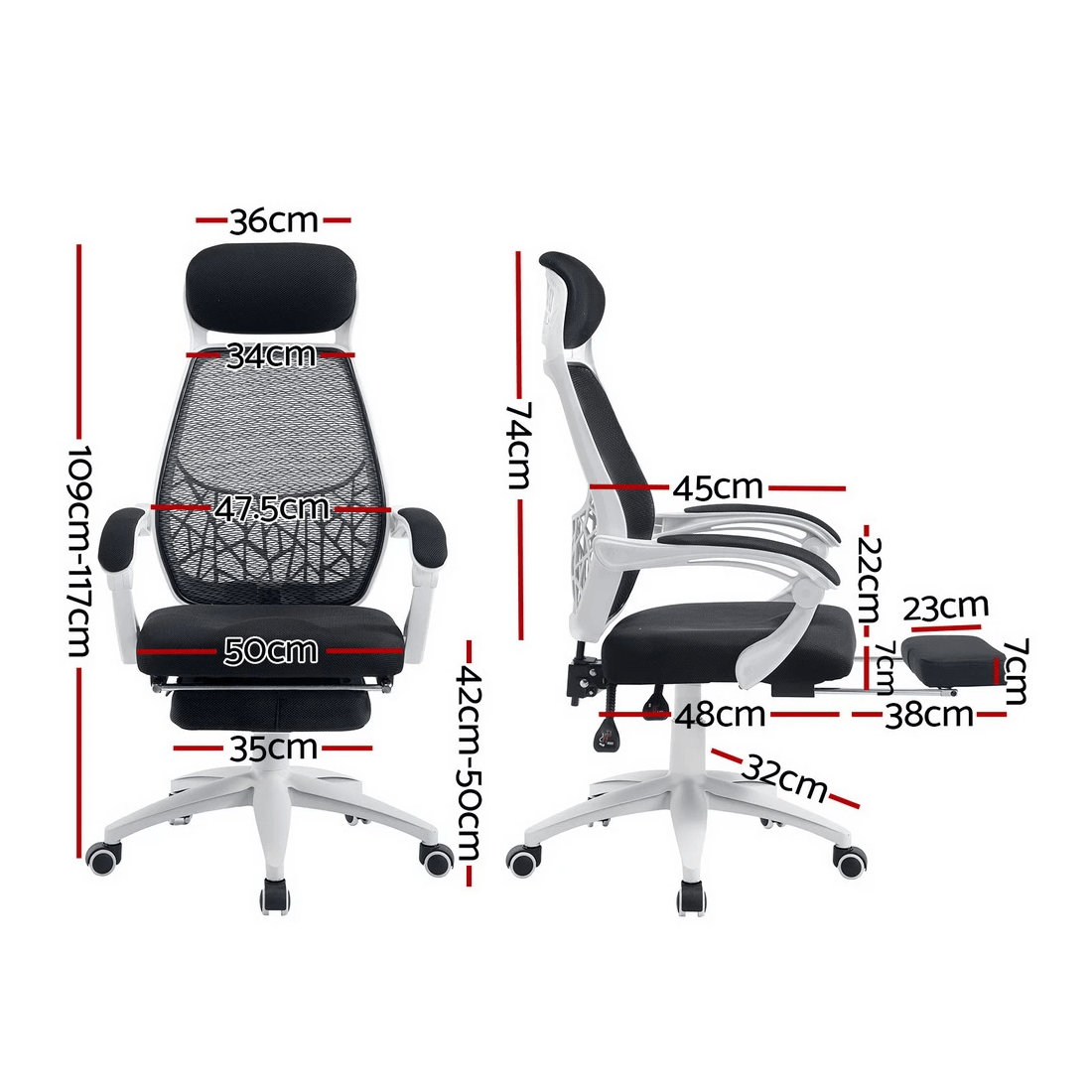 2 Artiss Mesh Office Chair Recliner - Multi, 2 of 6