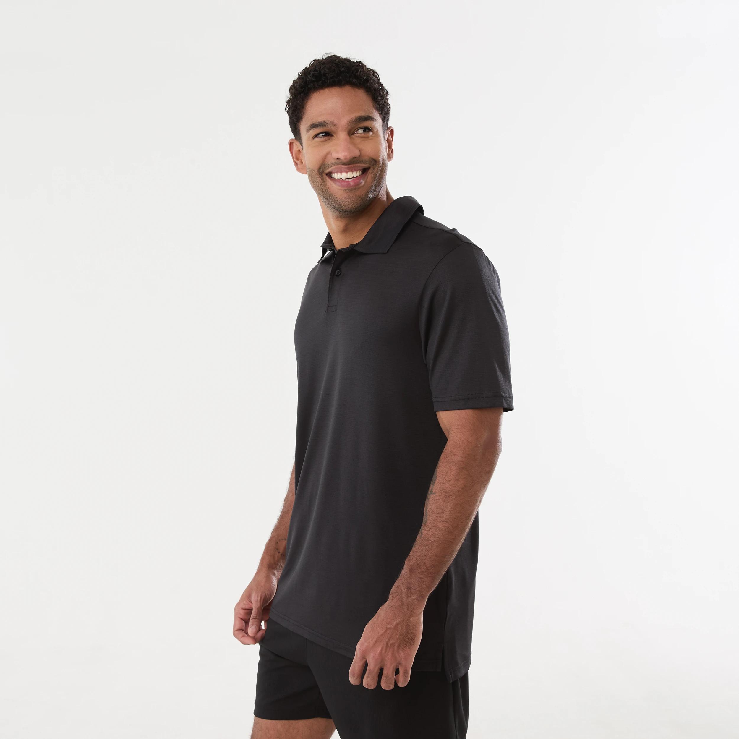 2 Active Mens Cationic Polo Shirt BLACK, 2 of 6
