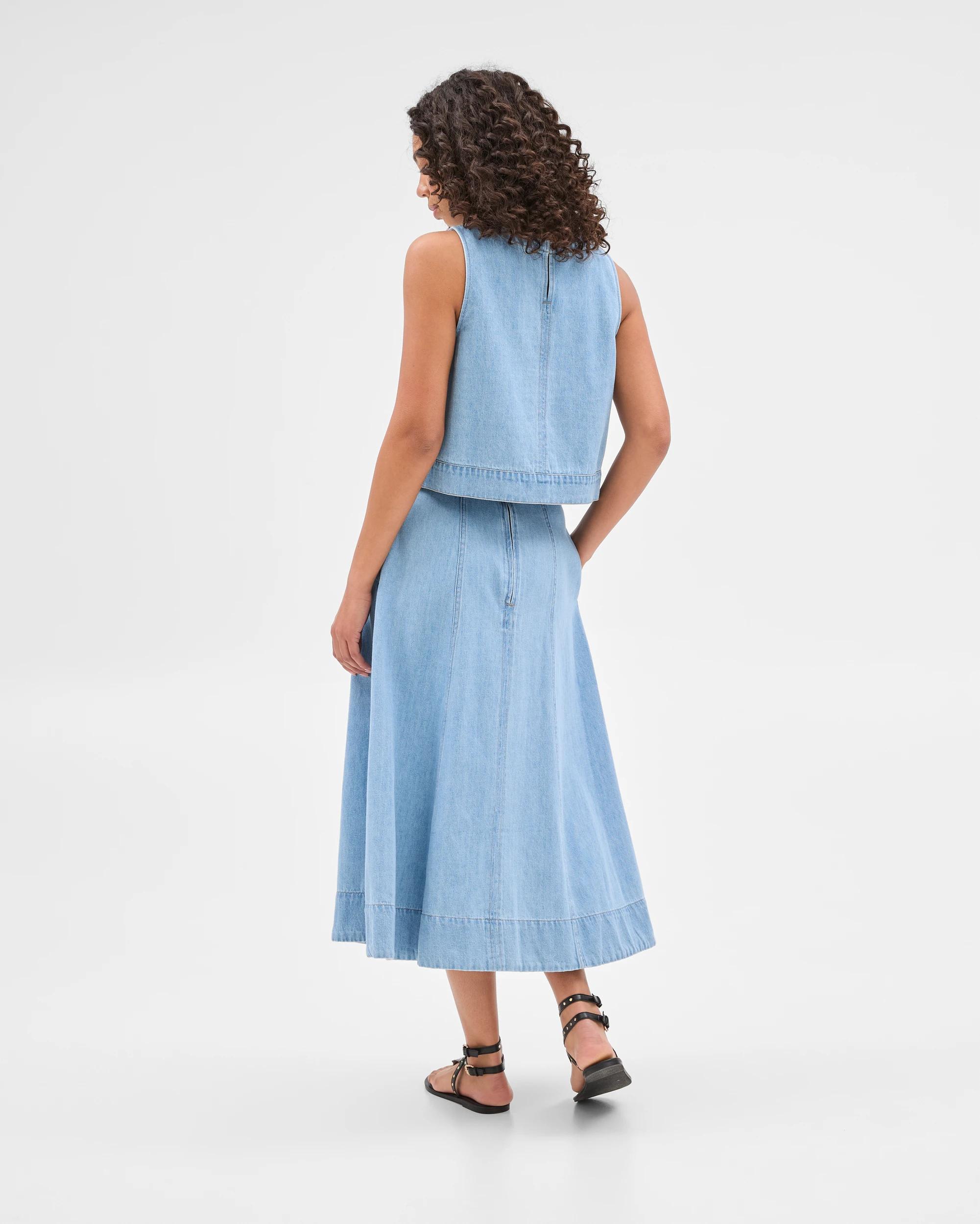 4 Target Panelled Denim Midi Skirt ERA BLUE, 4 of 5