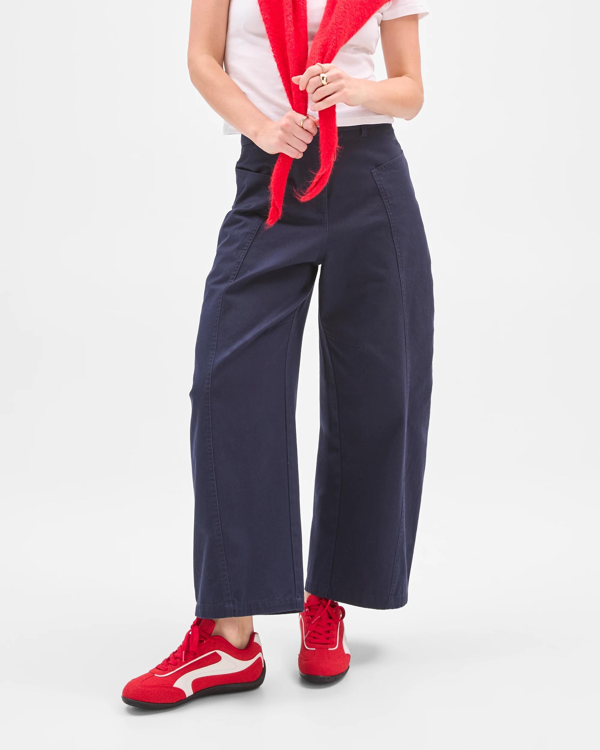 2 Lily Loves Australian Cotton Curved Pocket Barrel Leg Pants DEEP NAVY, 2 of 7