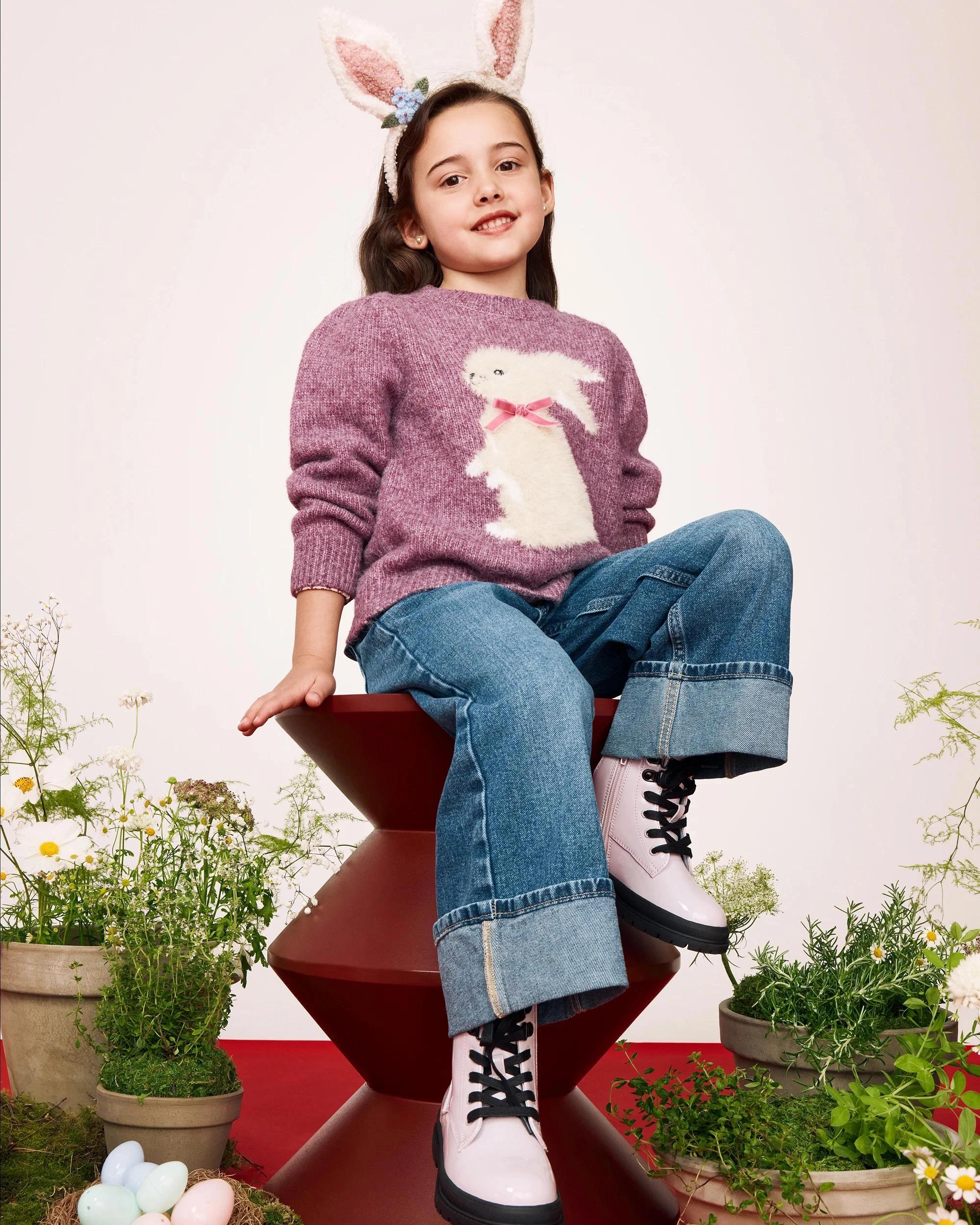 8 Target Kids Balloon Sleeve Knit Jumper PURPLE BUNNY, 8 of 8