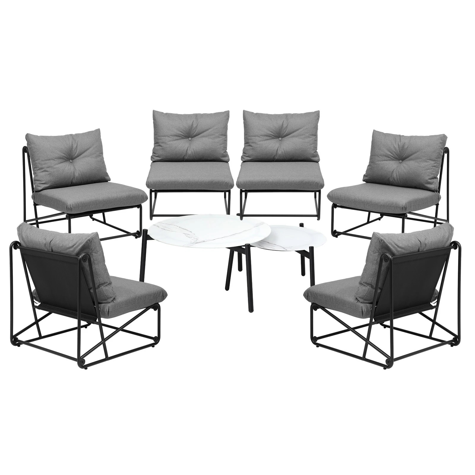 9 Livsip Outdoor Furniture Sofa Set 8-Piece Lounge Setting Table Chairs - Grey, 9 of 9