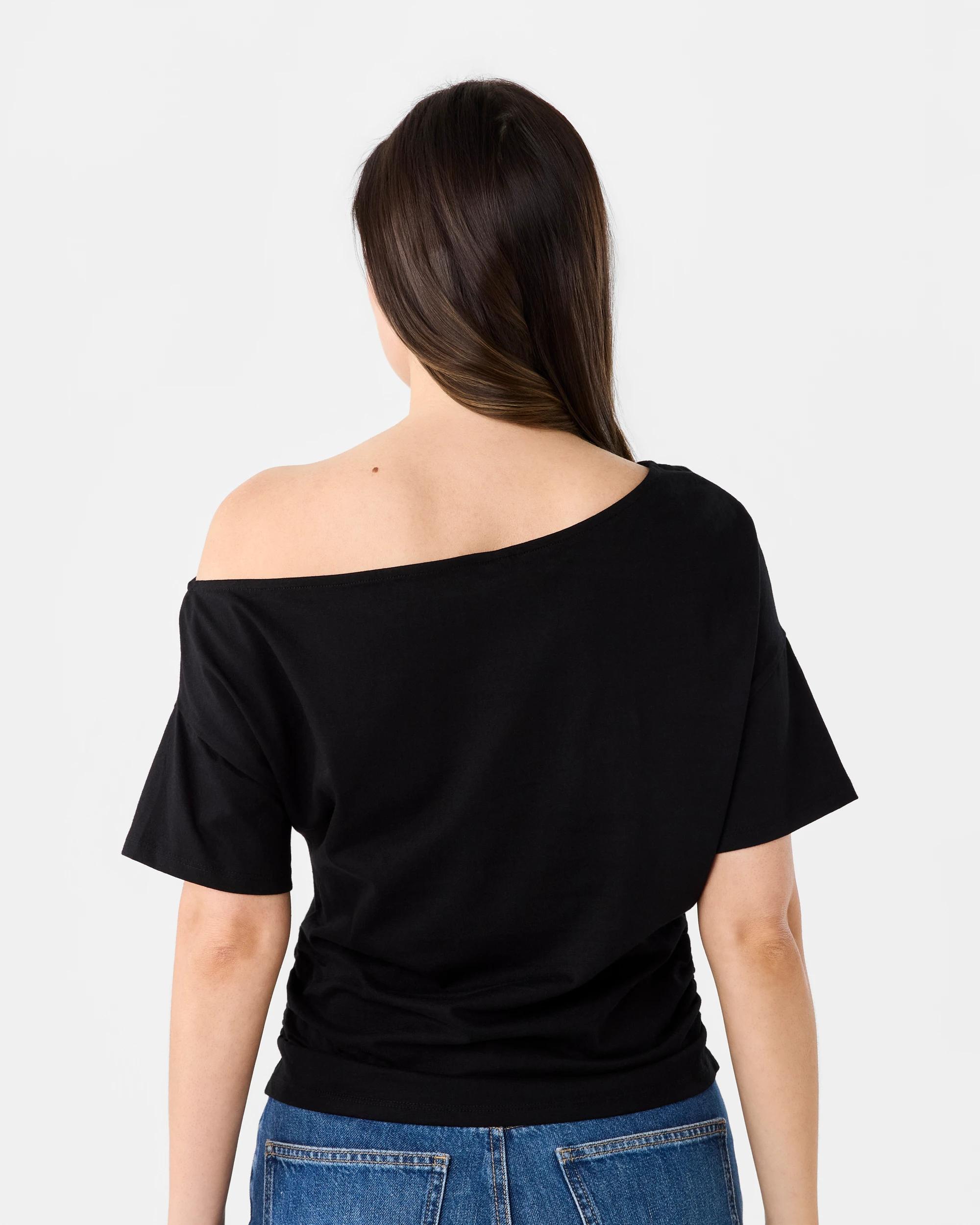 3 Short Sleeve Off Shoulder T-shirt Black, 3 of 6