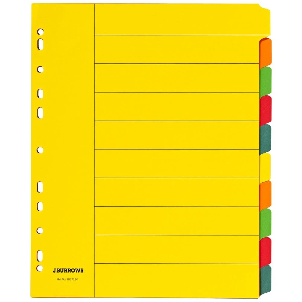 2 J.Burrows A4 10 Tab Dividers Extra Wide Manilla, 2 of 3