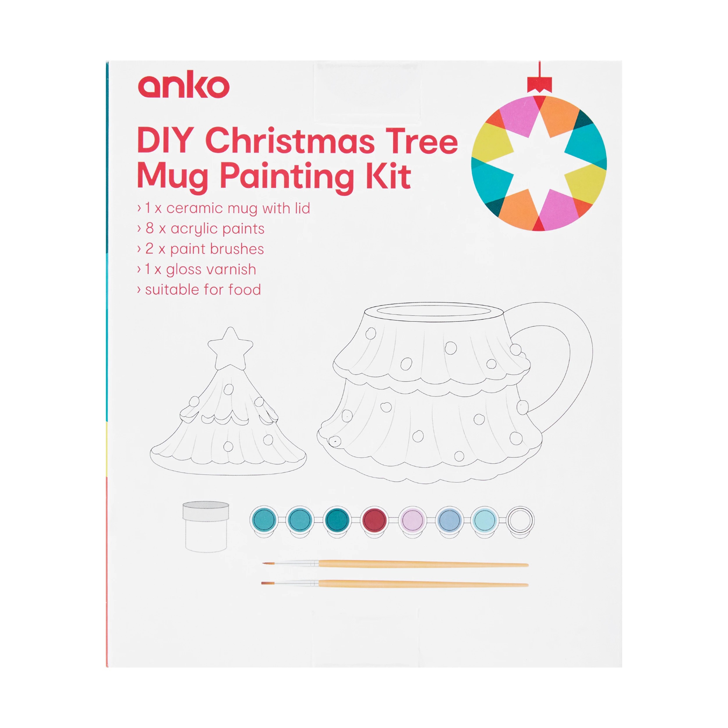 4 DIY Christmas Tree Mug Painting Kit, 4 of 4