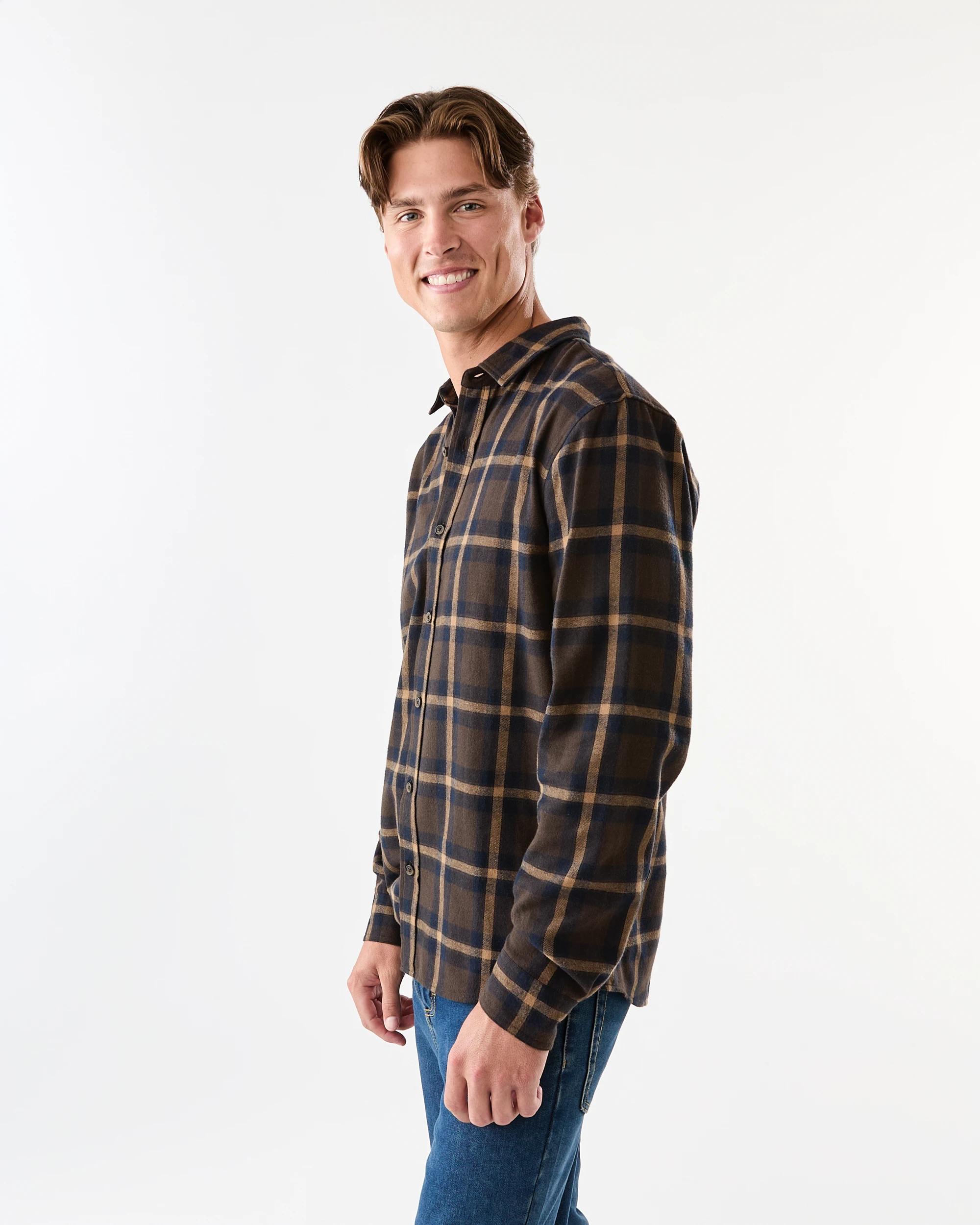 2 Long Sleeve Brushed Shirt Brn Check, 2 of 7