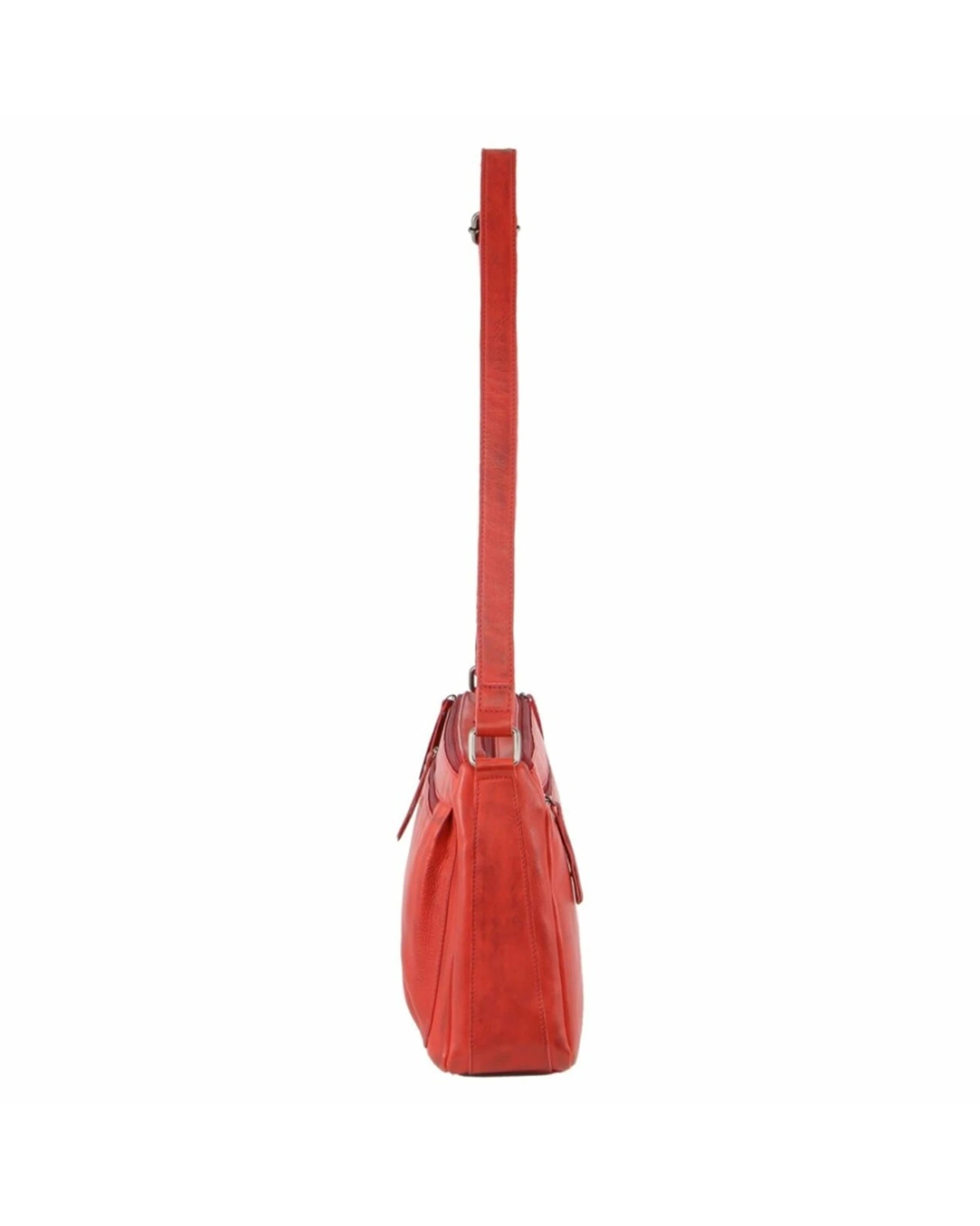 2 Milleni Women's Nappa Leather Shoulder Crossbody Bag 35x22cm - Red, 2 of 3