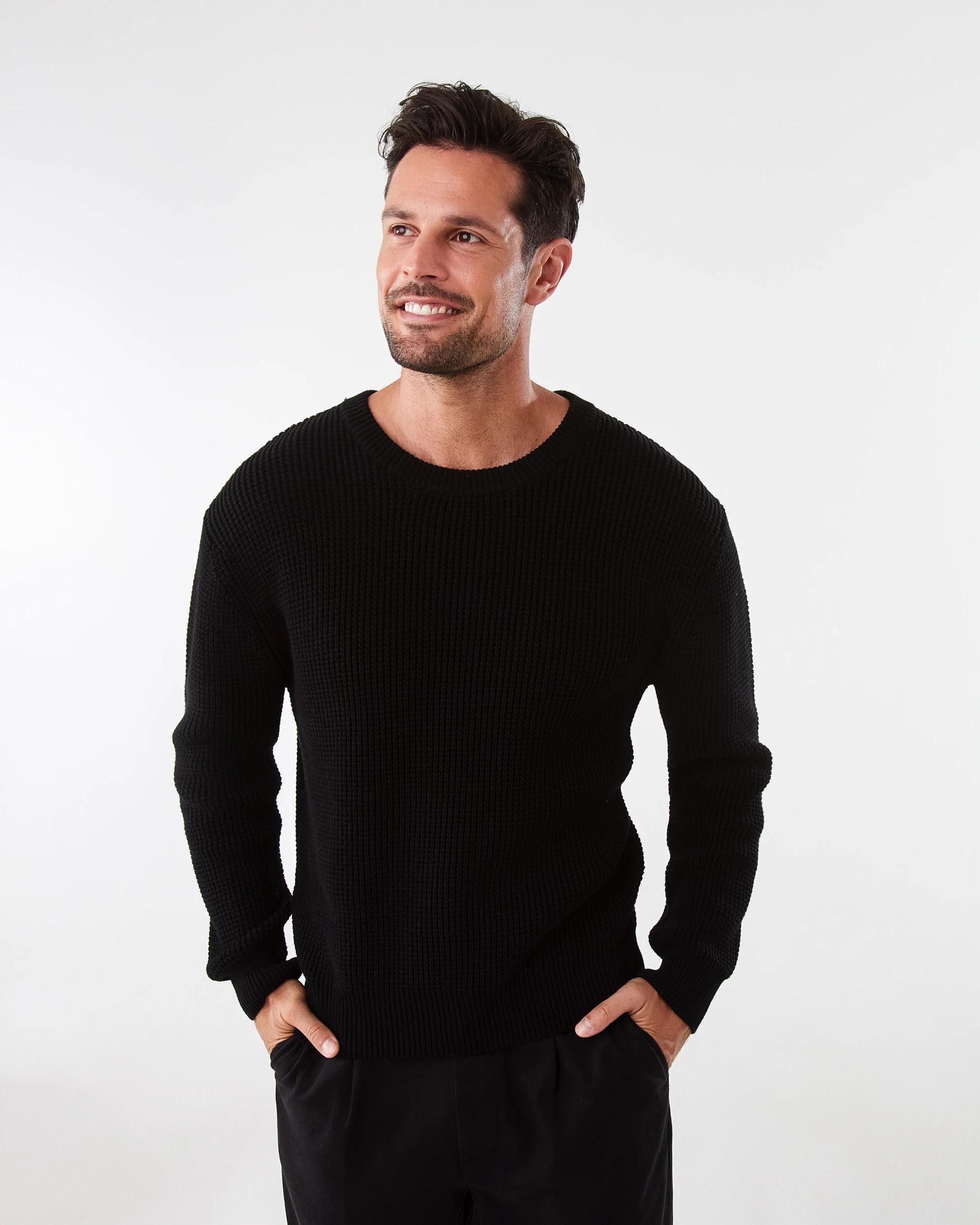 1 Waffle Knit Jumper Black, 1 of 7