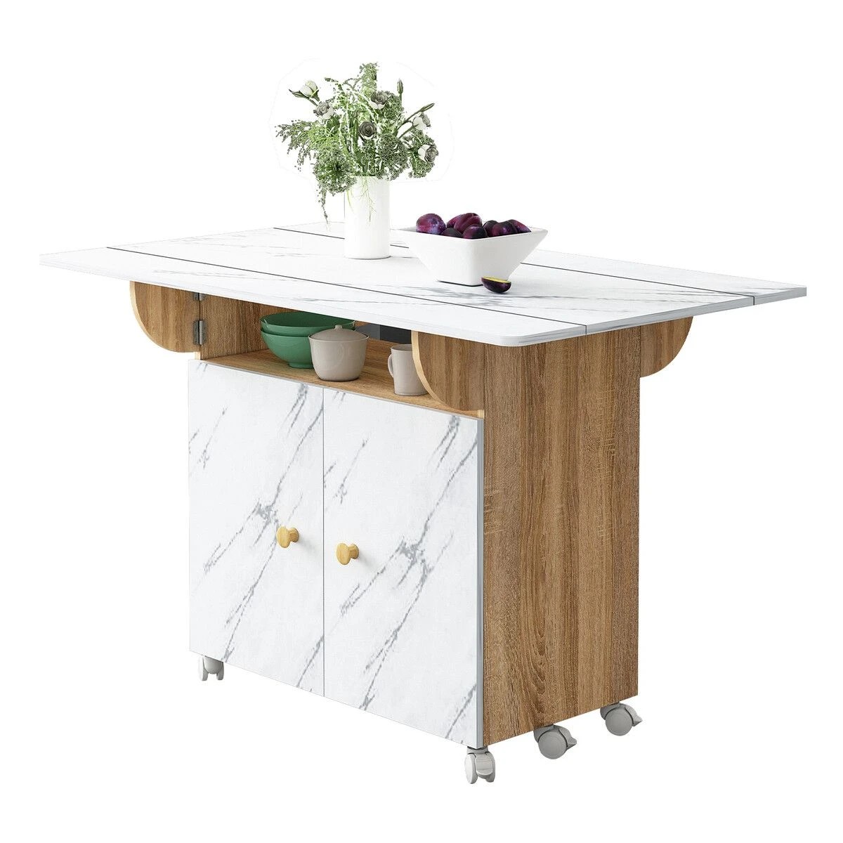 5 LUXSUITE Folding Dining Table with Wheels Extendable, 5 of 5