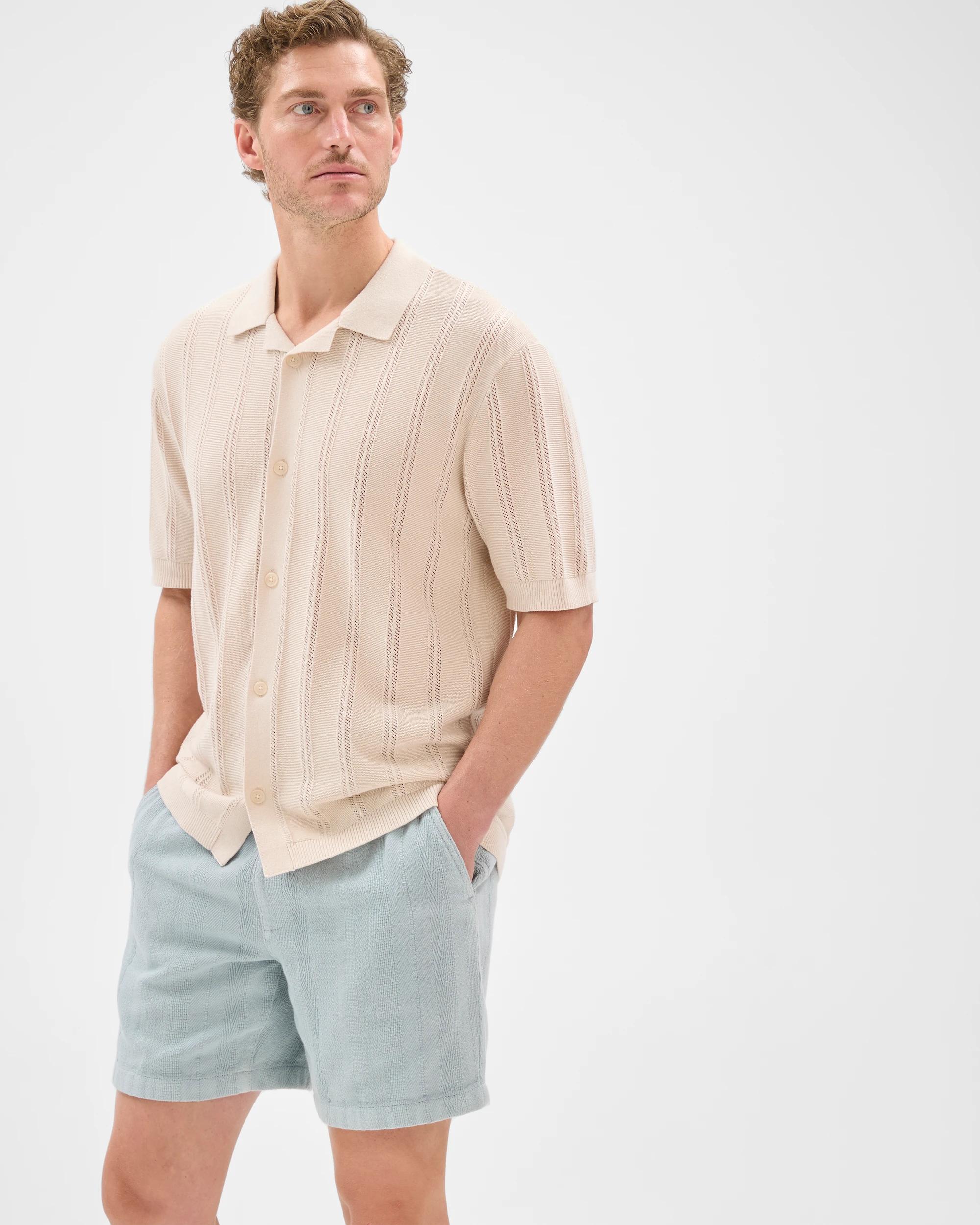 2 Target Man Australian Cotton Textured Stripe Shorts BLUE, 2 of 7
