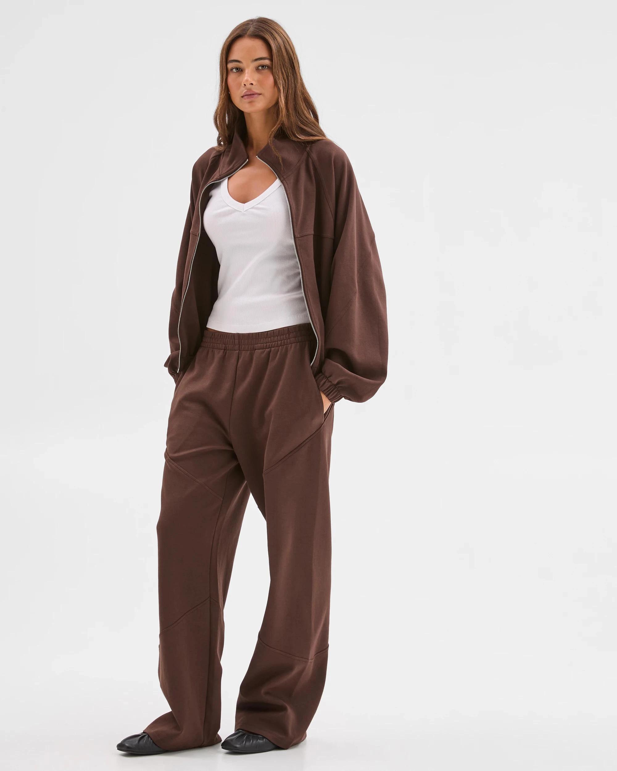 1 Lily Loves Australian Cotton Blend Zip Through Jumper COFFEE BEAN, 1 of 6