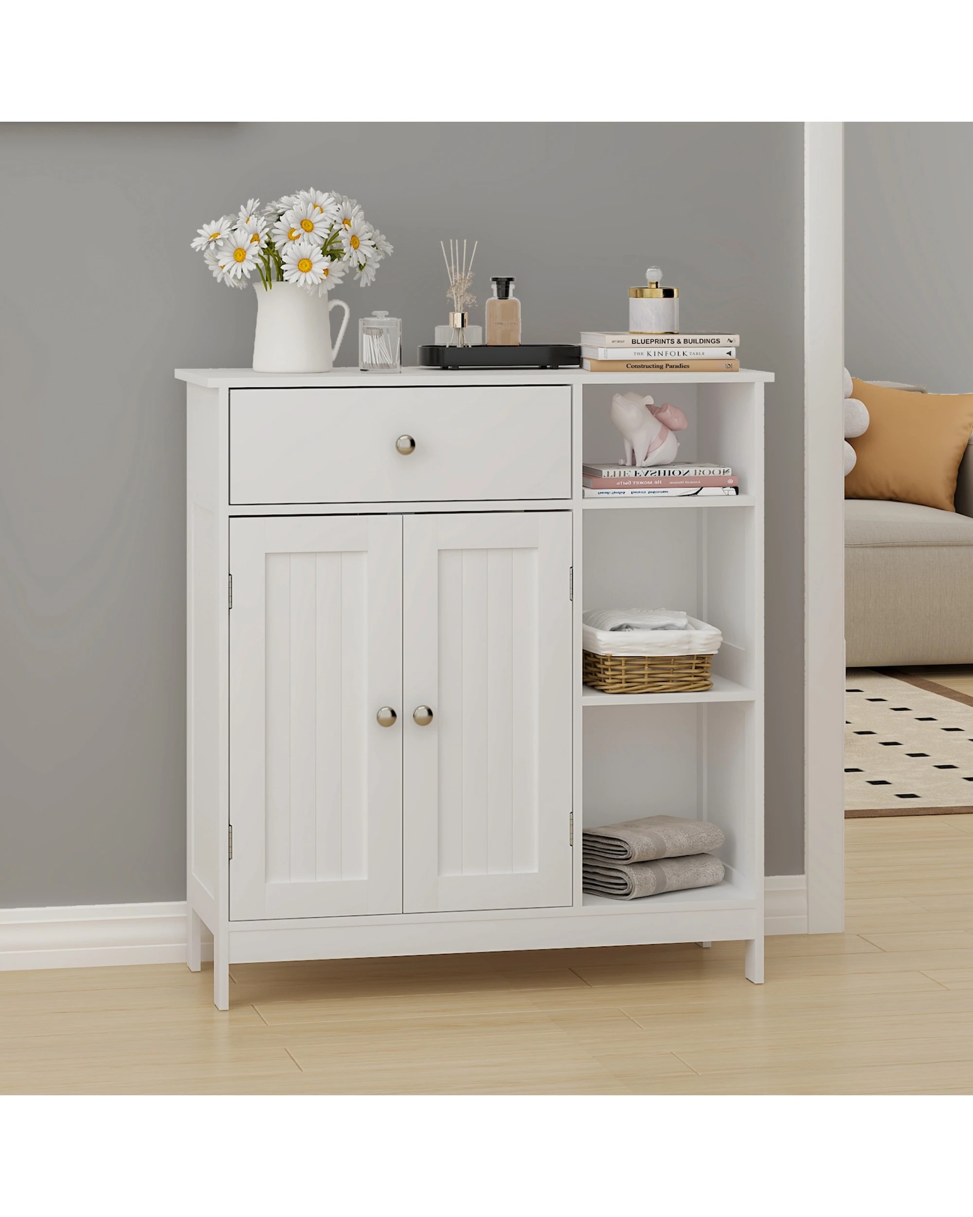 3 Advwin Sideboard Buffet Cabinet 3-Tier Kitchen Storage Cupboard Bathroom Cabinet Hallway Table, 3 of 9