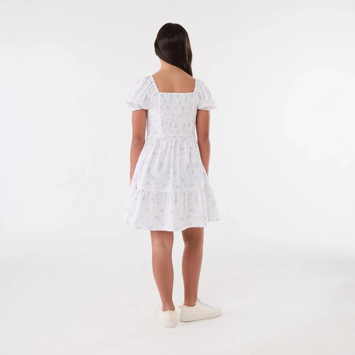 2 Puff Sleeve Dress BLUE FLORET WHITE, 2 of 5