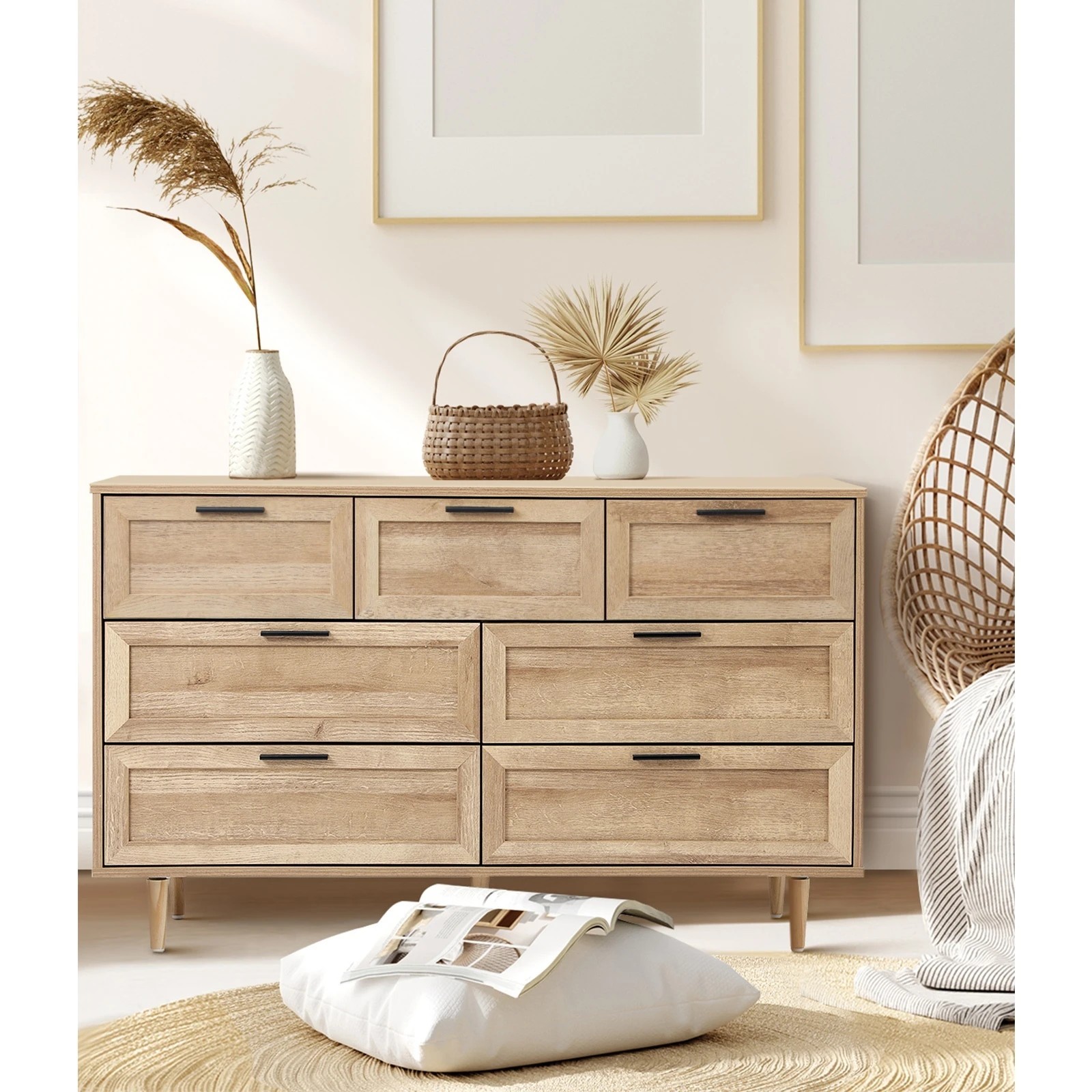 5 Oikiture 7 Chest Of Drawers Dresser Chest Storage Cabinet Lowboy
 - Natural, 5 of 10