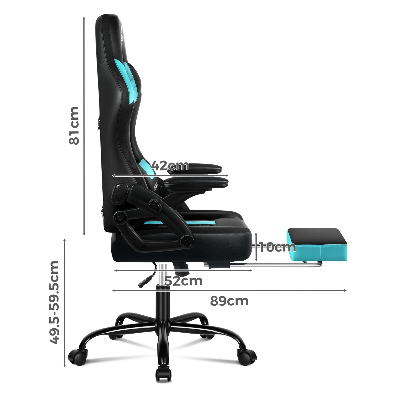 10 Alfordson Gaming Chair Office Massage 12 RGB LED Computer Leather - Cyan, 10 of 10