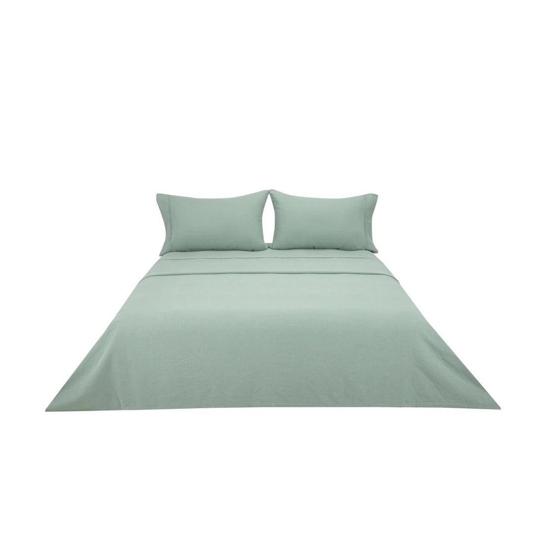 6 Cotton Linen Sheet Set - Queen Bed, Sage, 6 of 7