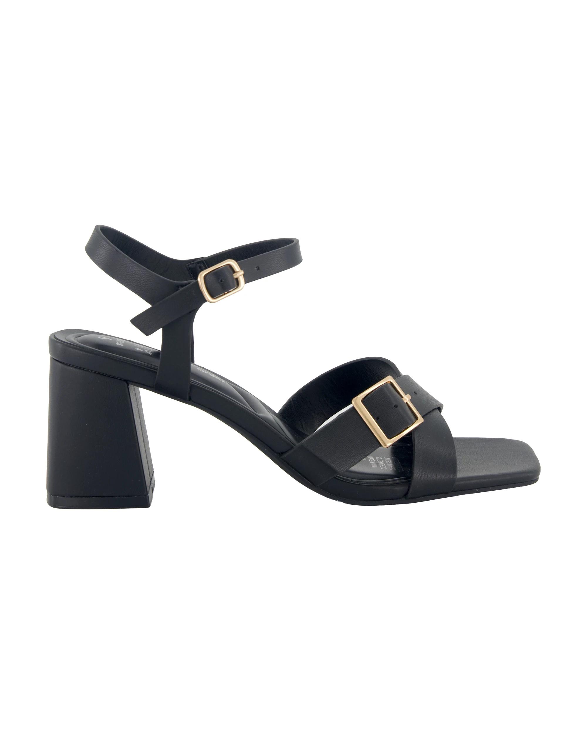 1 Buckle Heel Sandals Black, 1 of 5